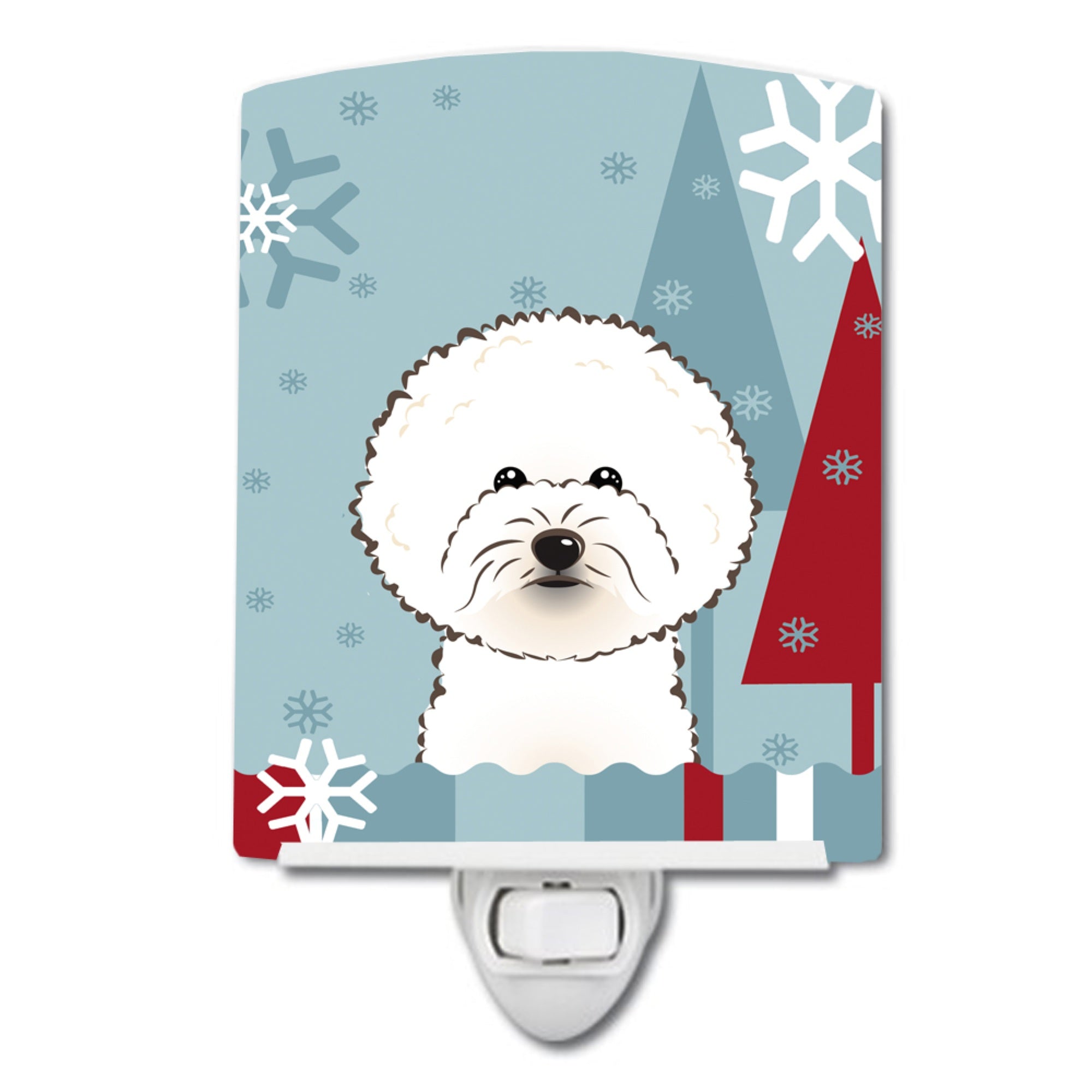  inchCarolines Treasures Winter Holiday Bichon Frise Ceramic Night Light, 6x4, Multicolor inch