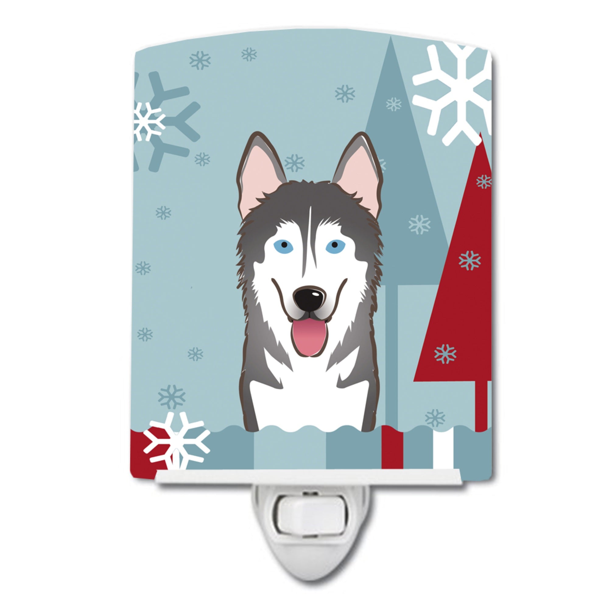  inchCarolines Treasures Winter Holiday Alaskan Malamute Ceramic Night Light, 6x4, Multicolor inch