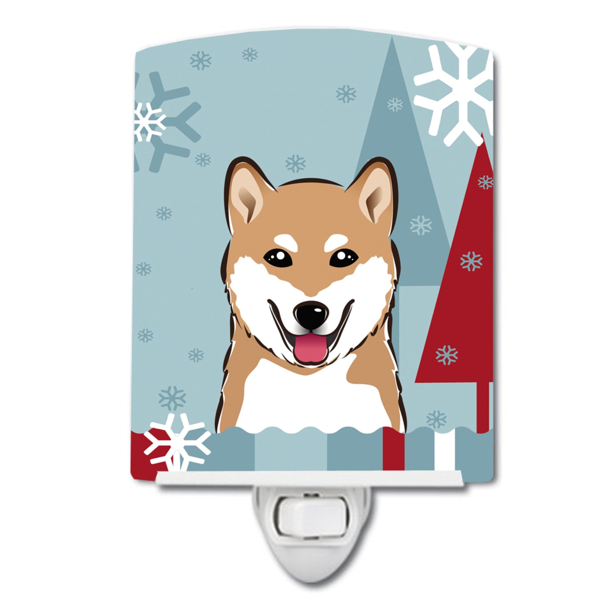  inchCarolines Treasures Winter Holiday Shiba Inu Ceramic Night Light, 6x4, Multicolor inch