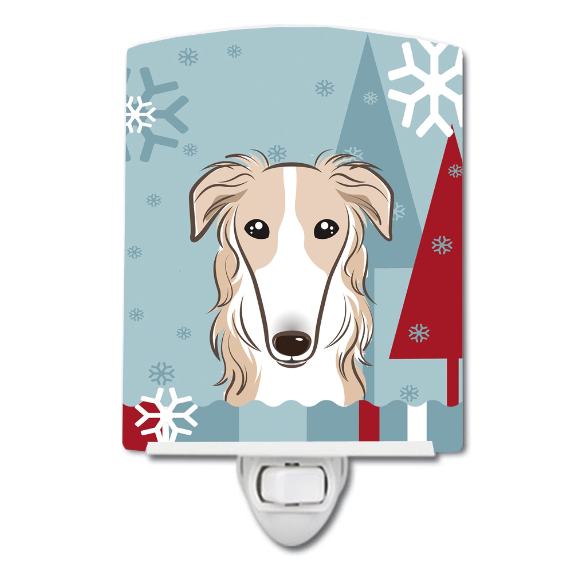  inchCarolines Treasures Winter Holiday Borzoi Ceramic Night Light, 6x4, Multicolor inch