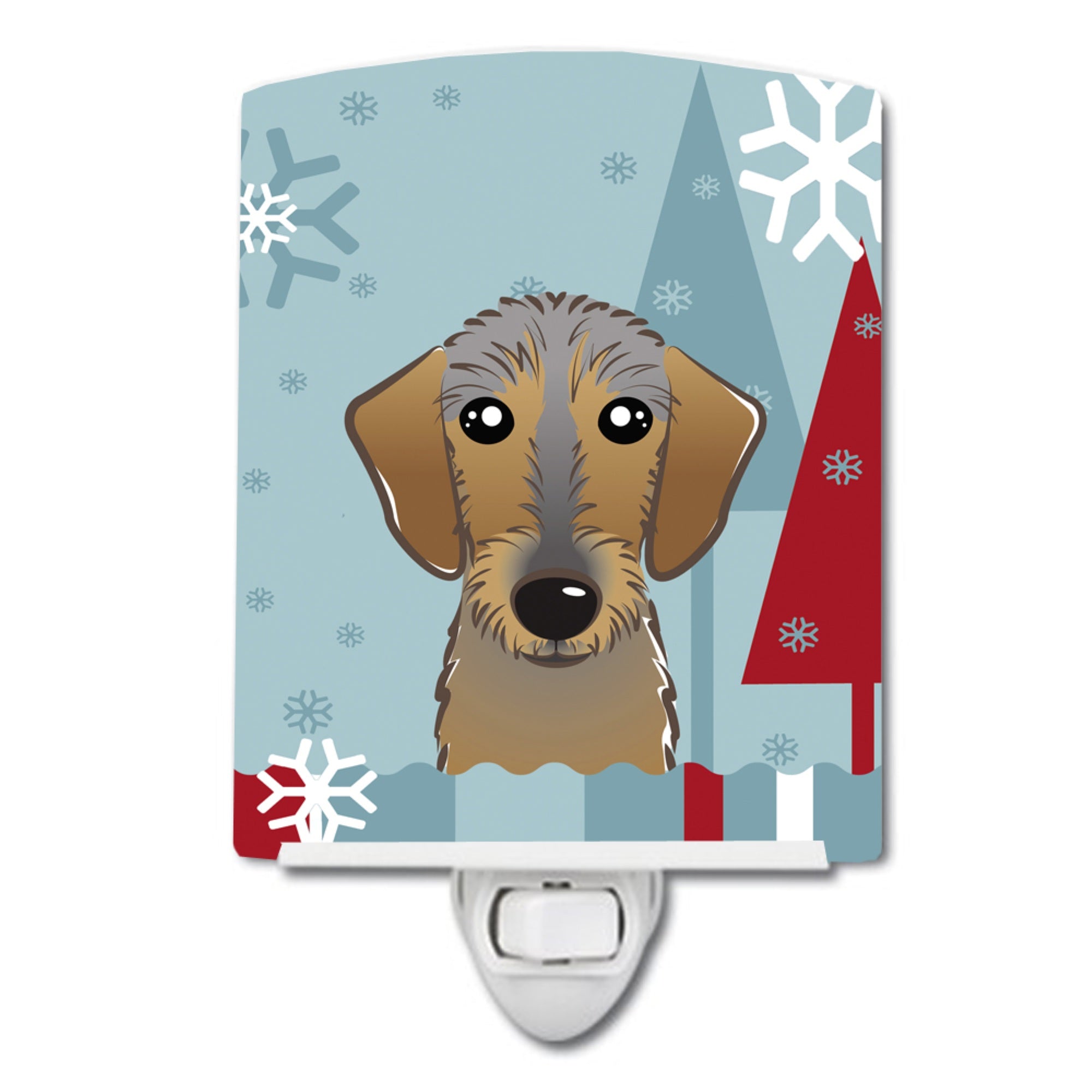  inchCarolines Treasures Winter Holiday Wirehaired Dachshund Ceramic Night Light, 6x4, Multicolor inch