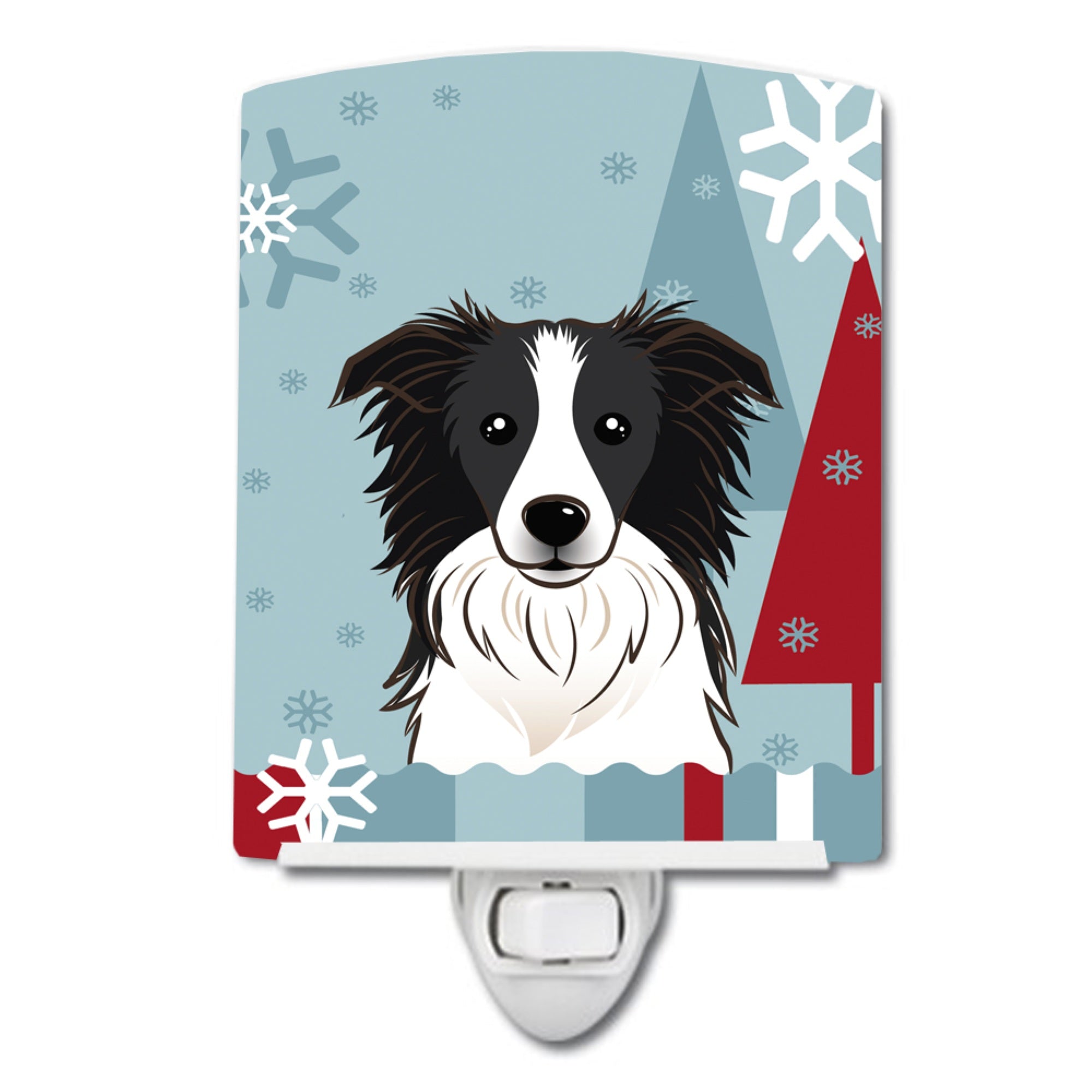  inchCarolines Treasures Winter Holiday Border Collie Ceramic Night Light, 6x4, Multicolor inch