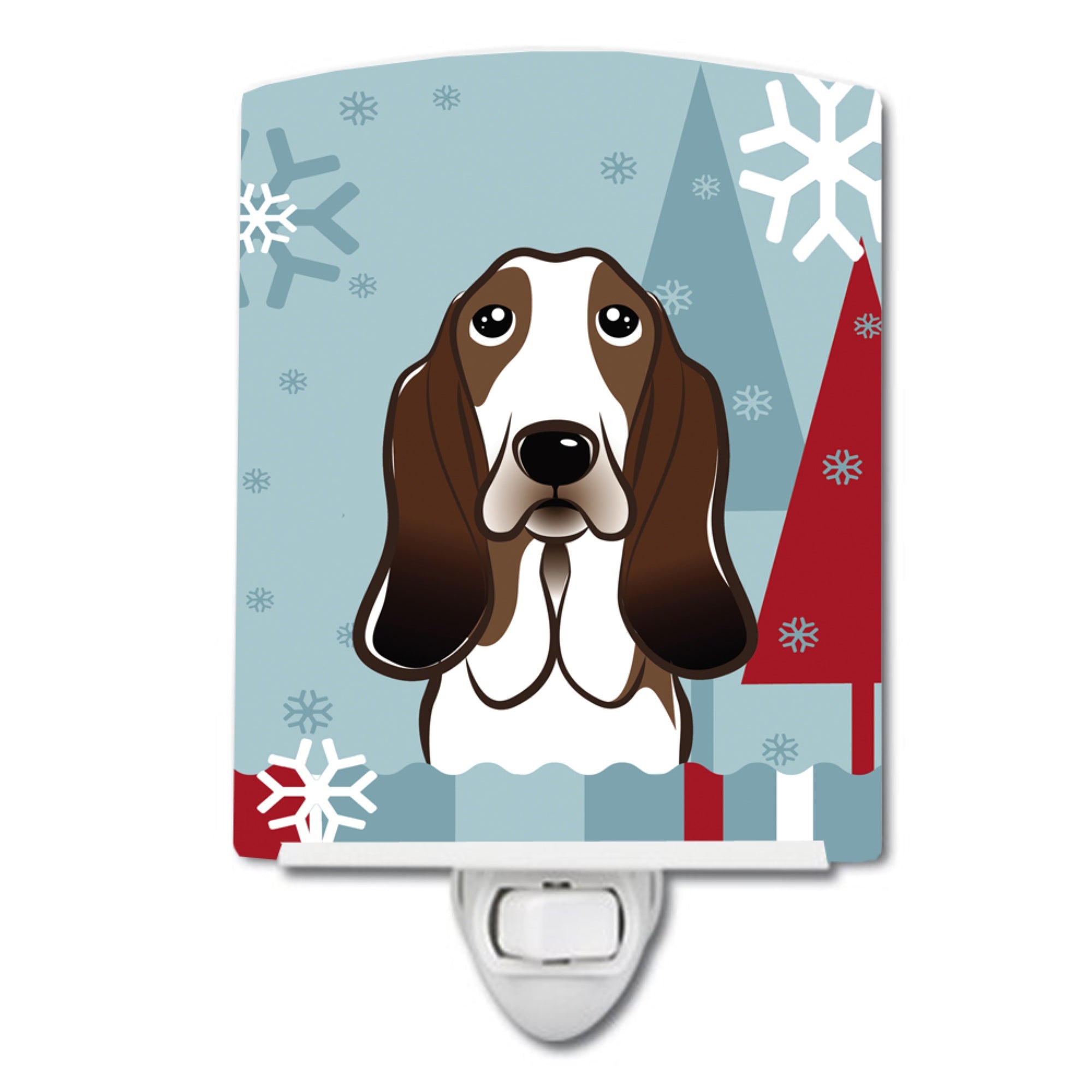  inchCarolines Treasures Winter Holiday Basset Hound Ceramic Night Light, 6x4, Multicolor inch