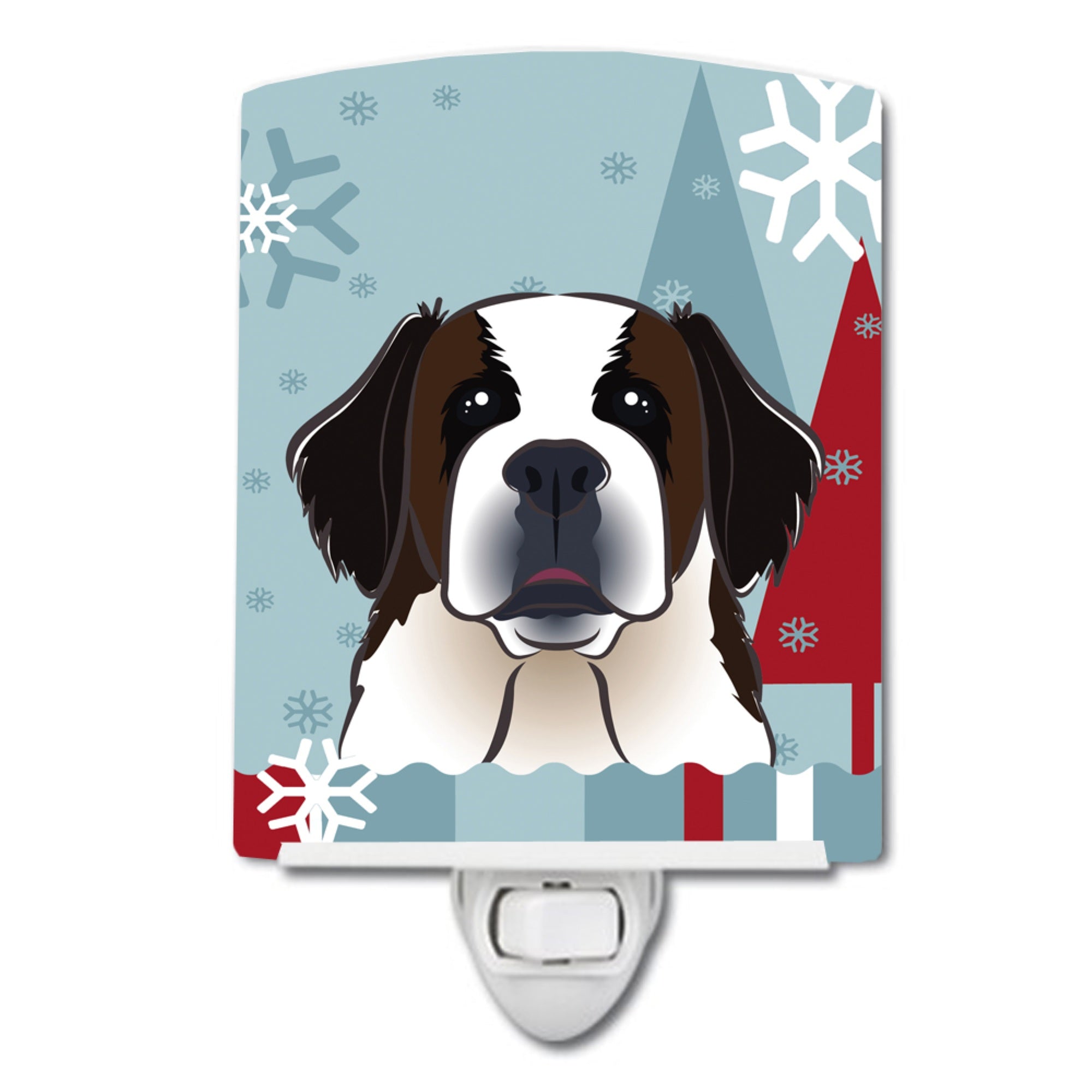  inchCarolines Treasures Winter Holiday Saint Bernard Ceramic Night Light, 6x4, Multicolor inch