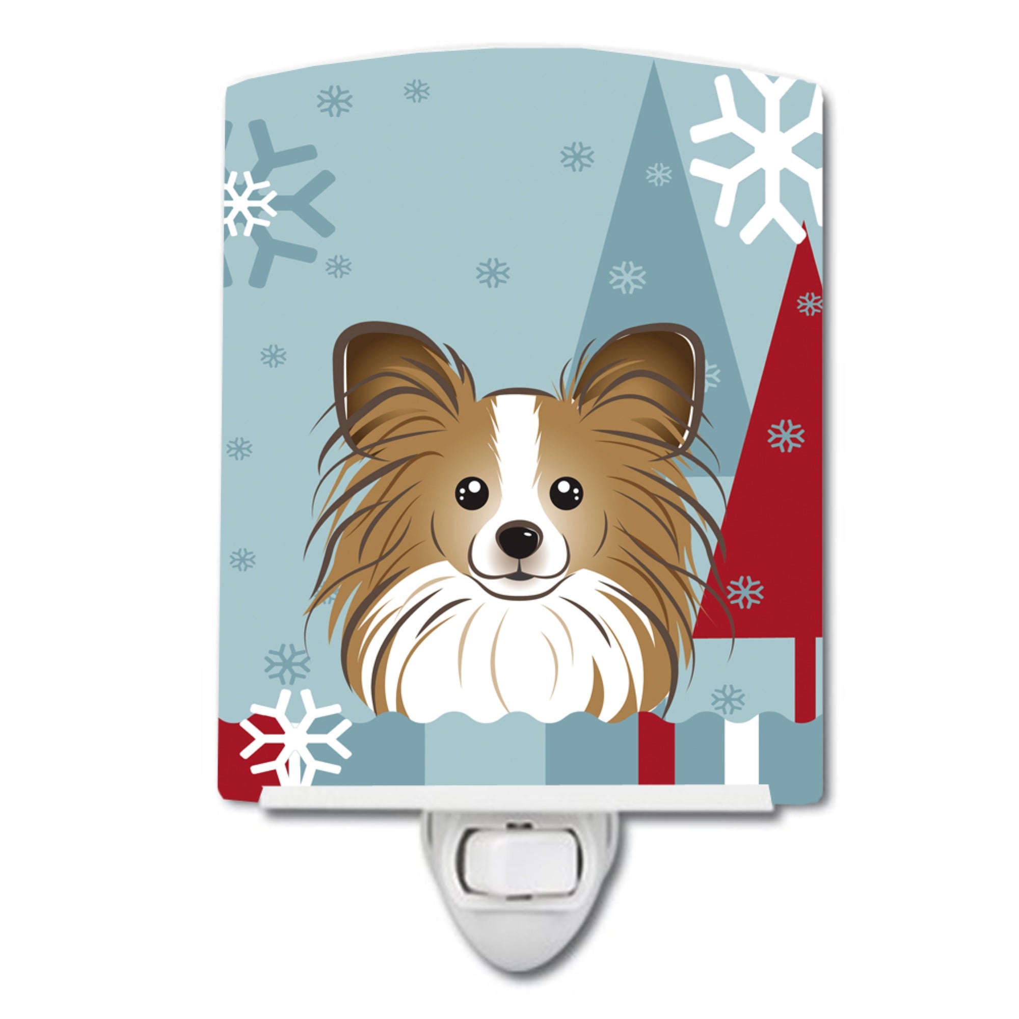  inchCarolines Treasures Winter Holiday Papillon Ceramic Night Light, 6x4, Multicolor inch