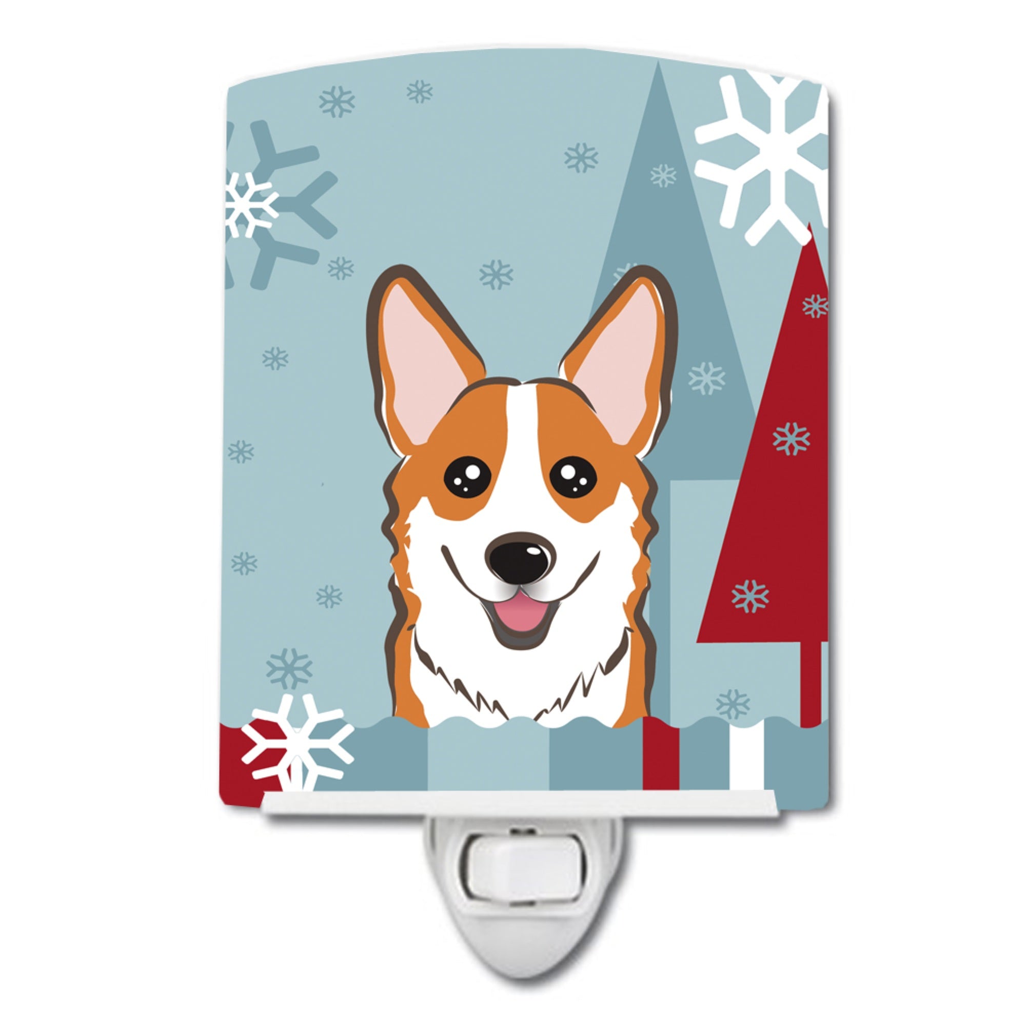  inchCarolines Treasures Winter Holiday Red Corgi Ceramic Night Light, 6x4, Multicolor inch