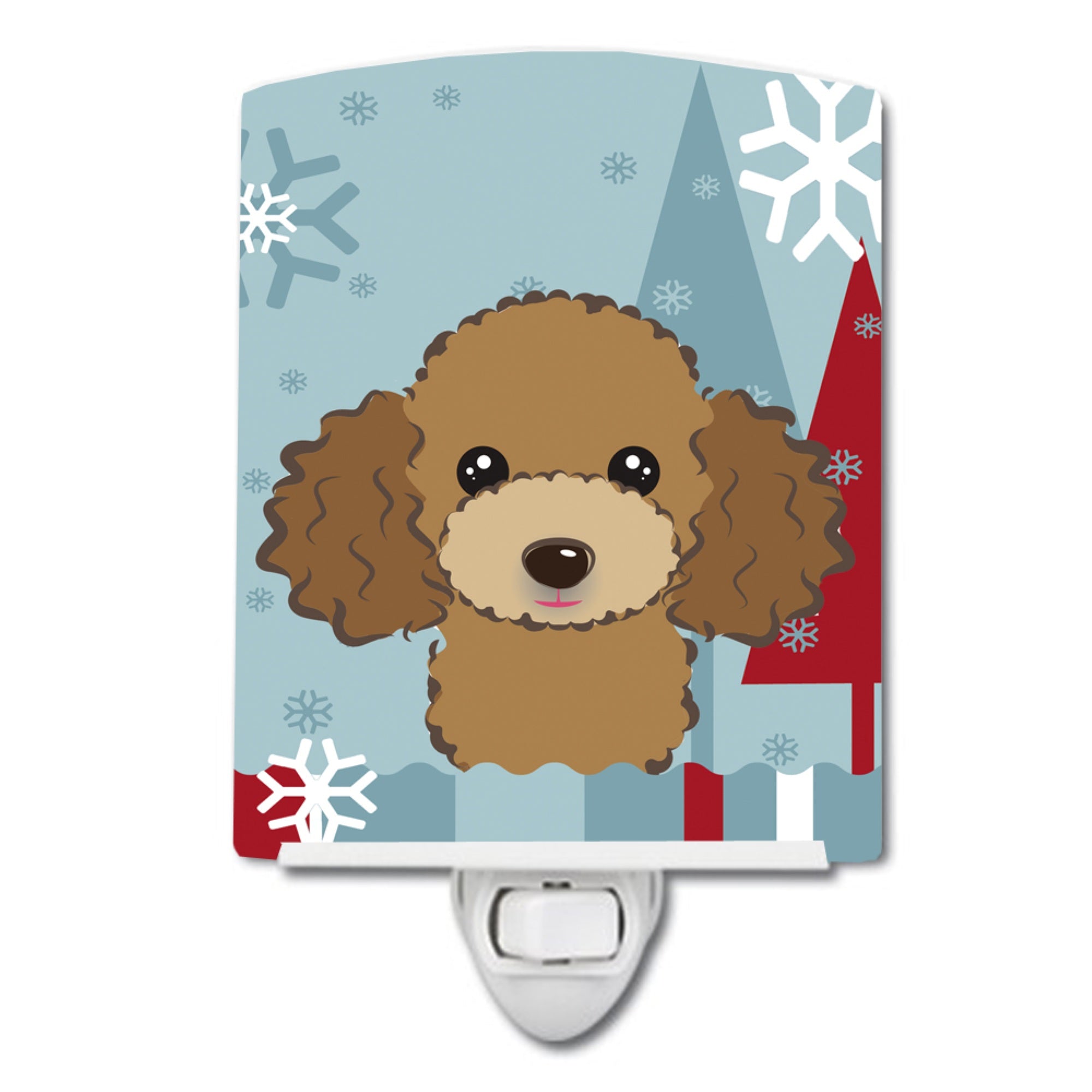  inchCarolines Treasures Winter Holiday Chocolate Brown Poodle Ceramic Night Light, 6x4, Multicolor inch