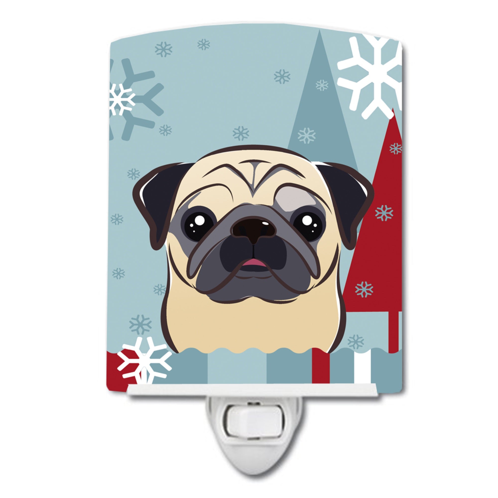  inchCarolines Treasures Winter Holiday Fawn Pug Ceramic Night Light, 6x4, Multicolor inch