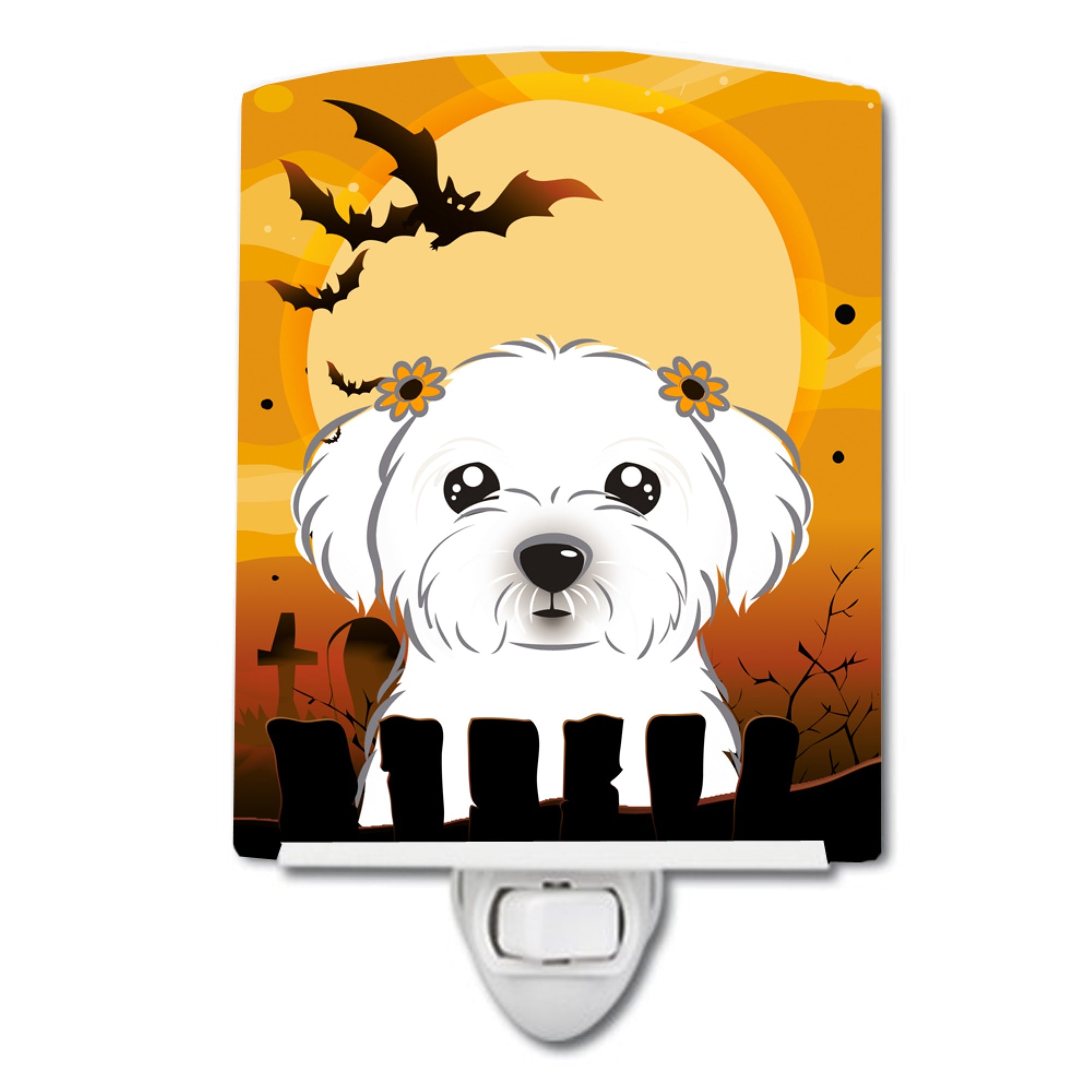  inchCarolines Treasures Halloween Maltese Ceramic Night Light, 6x4, Multicolor inch