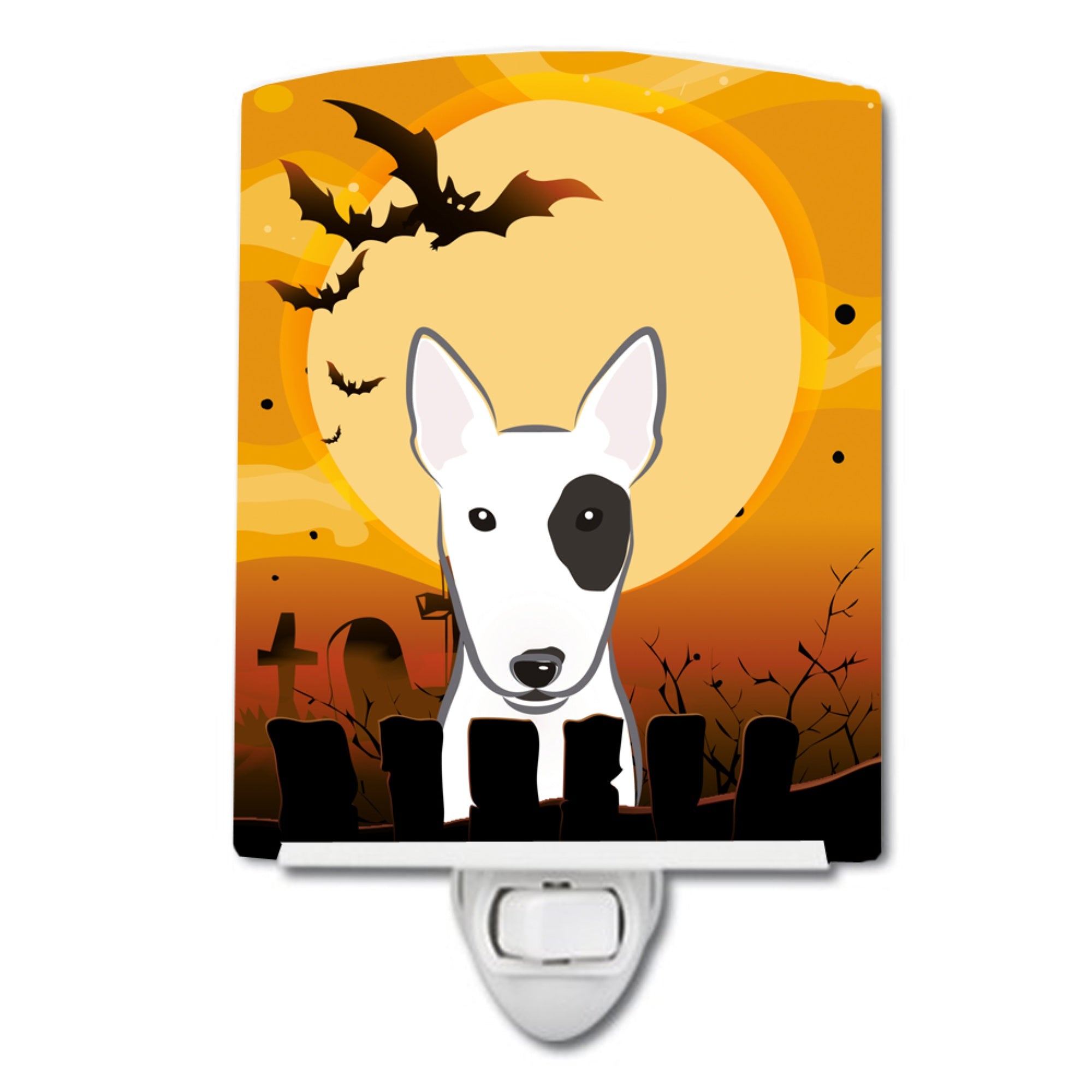  inchCarolines Treasures Halloween Bull Terrier Ceramic Night Light, 6x4, Multicolor inch