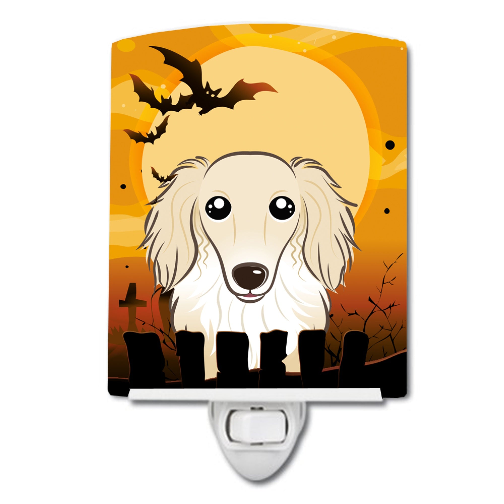  inchCarolines Treasures Halloween Longhair Creme Dachshund Ceramic Night Light, 6x4, Multicolor inch