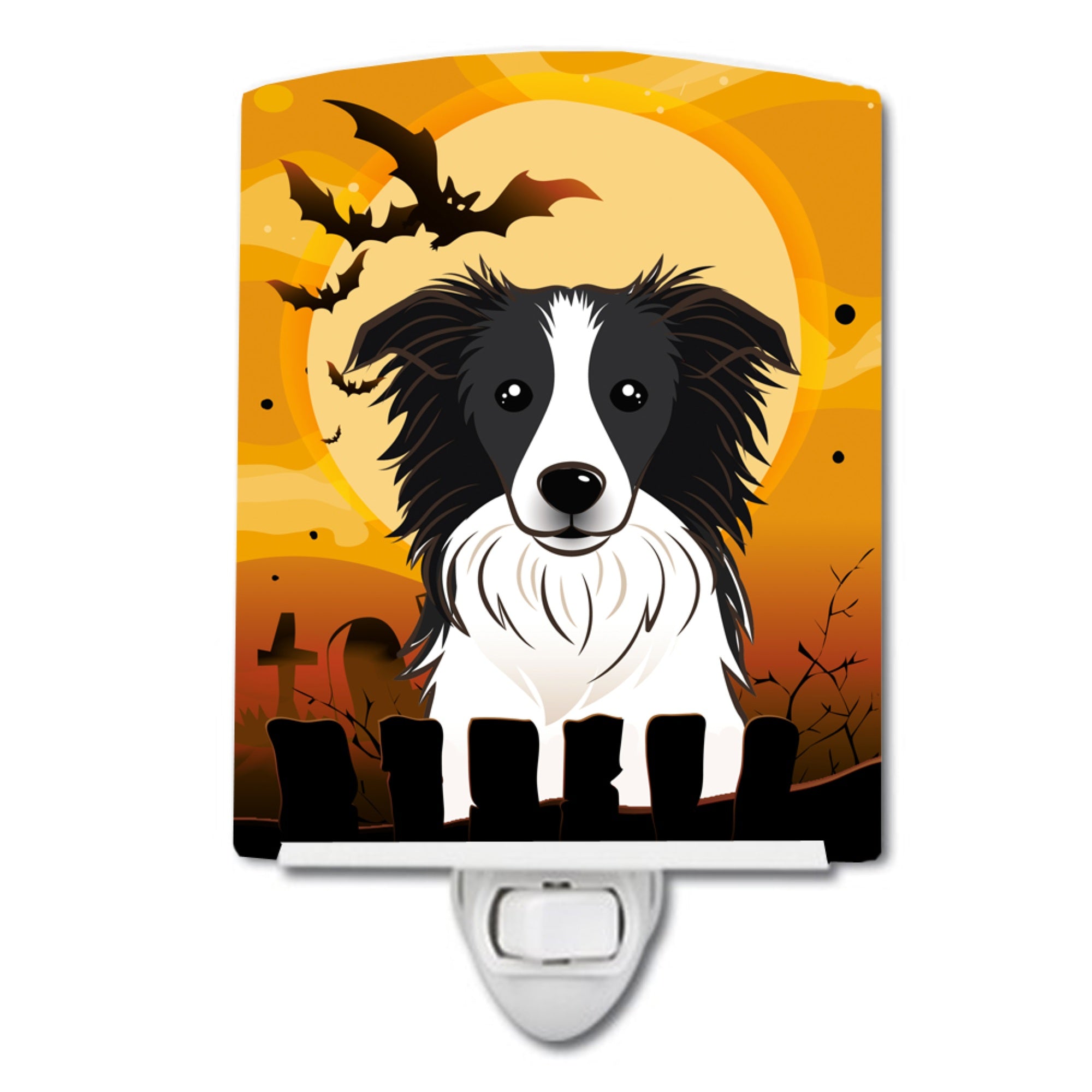  inchCarolines Treasures Halloween Border Collie Ceramic Night Light, 6x4, Multicolor inch