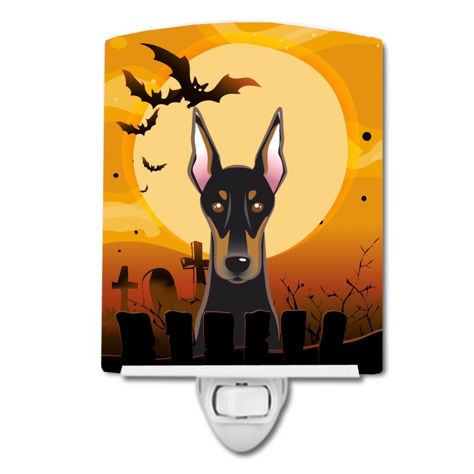  inchCarolines Treasures Halloween Doberman Ceramic Night Light, 6x4, Multicolor inch