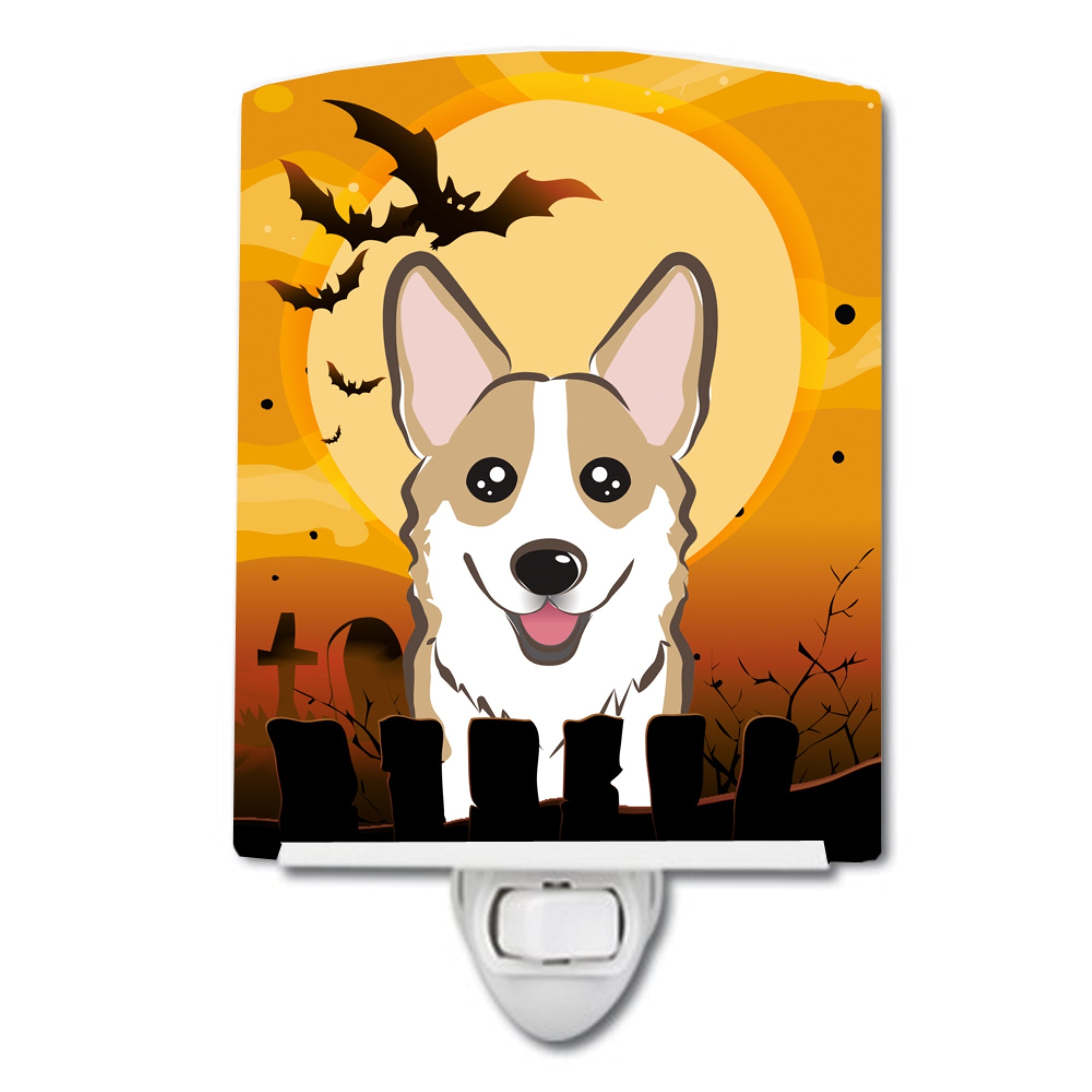  inchCarolines Treasures Halloween Sable Corgi Ceramic Night Light, 6x4, Multicolor inch