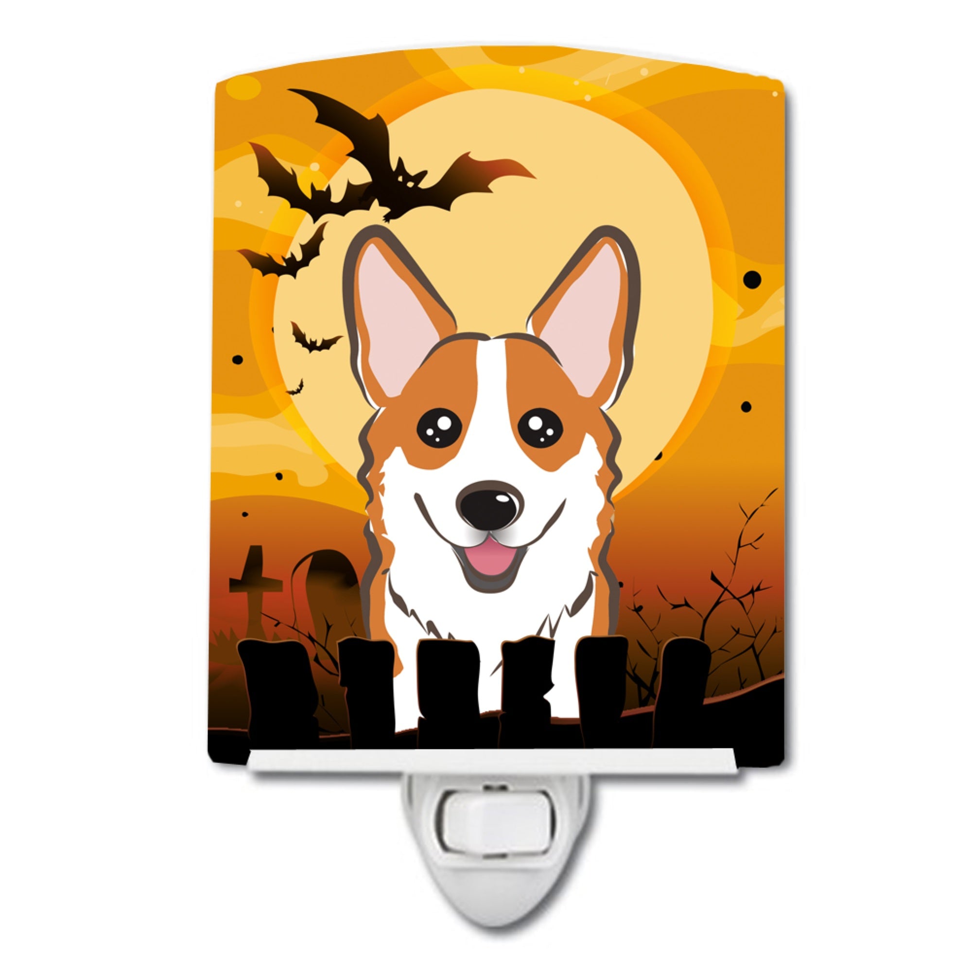  inchCarolines Treasures Halloween Red Corgi Ceramic Night Light, 6x4, Multicolor inch
