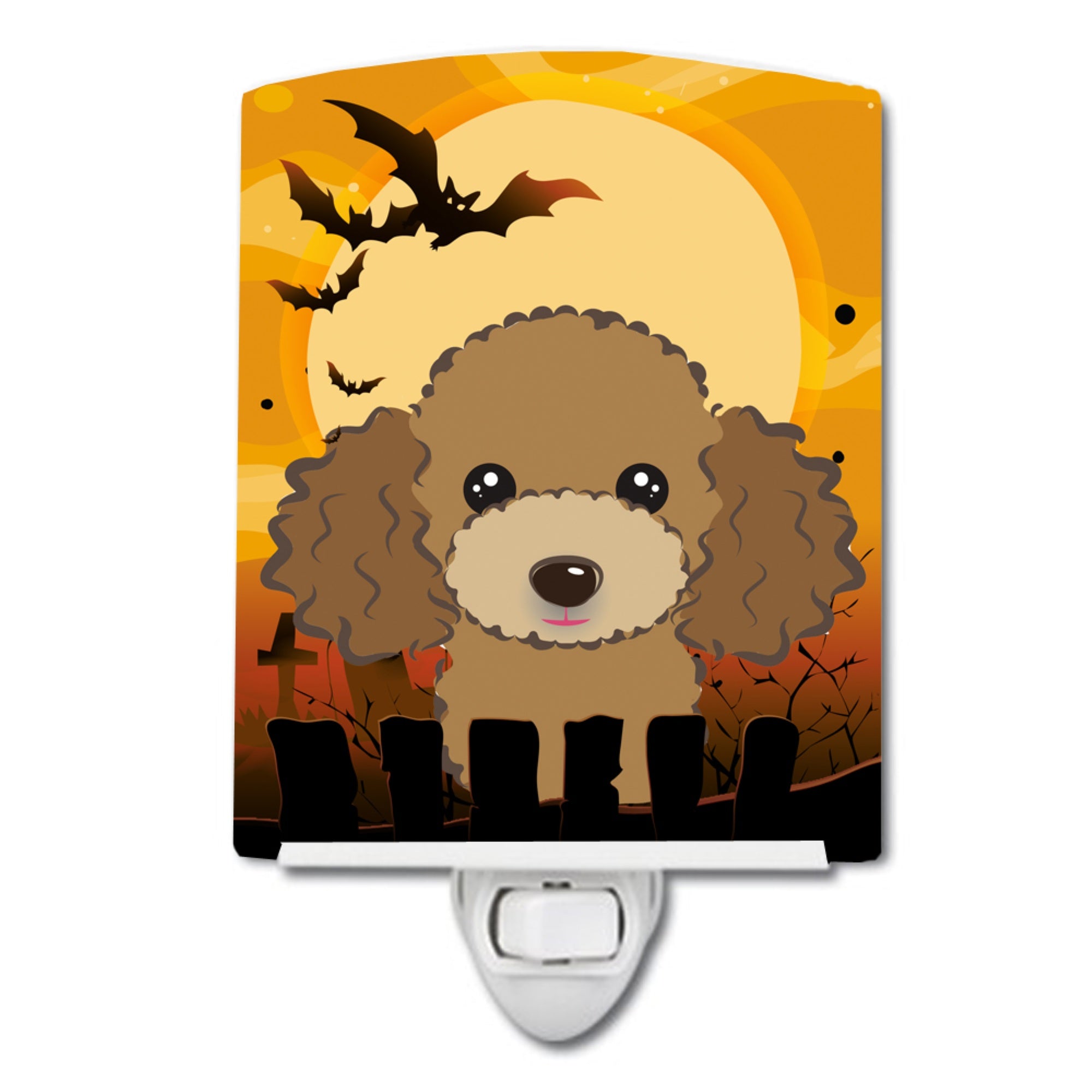  inchCarolines Treasures Halloween Chocolate Brown Poodle Ceramic Night Light, 6x4, Multicolor inch