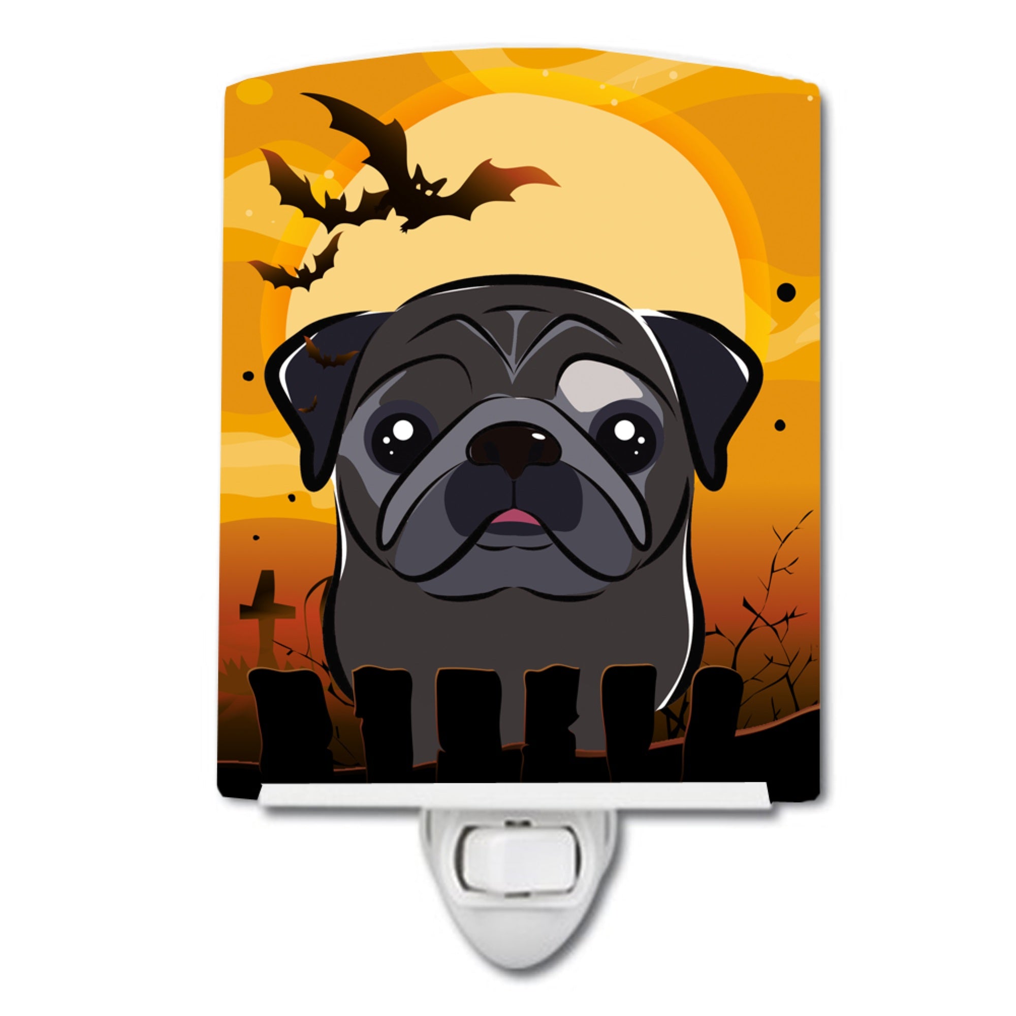  inchCarolines Treasures Halloween Black Pug Ceramic Night Light, 6x4, Multicolor inch