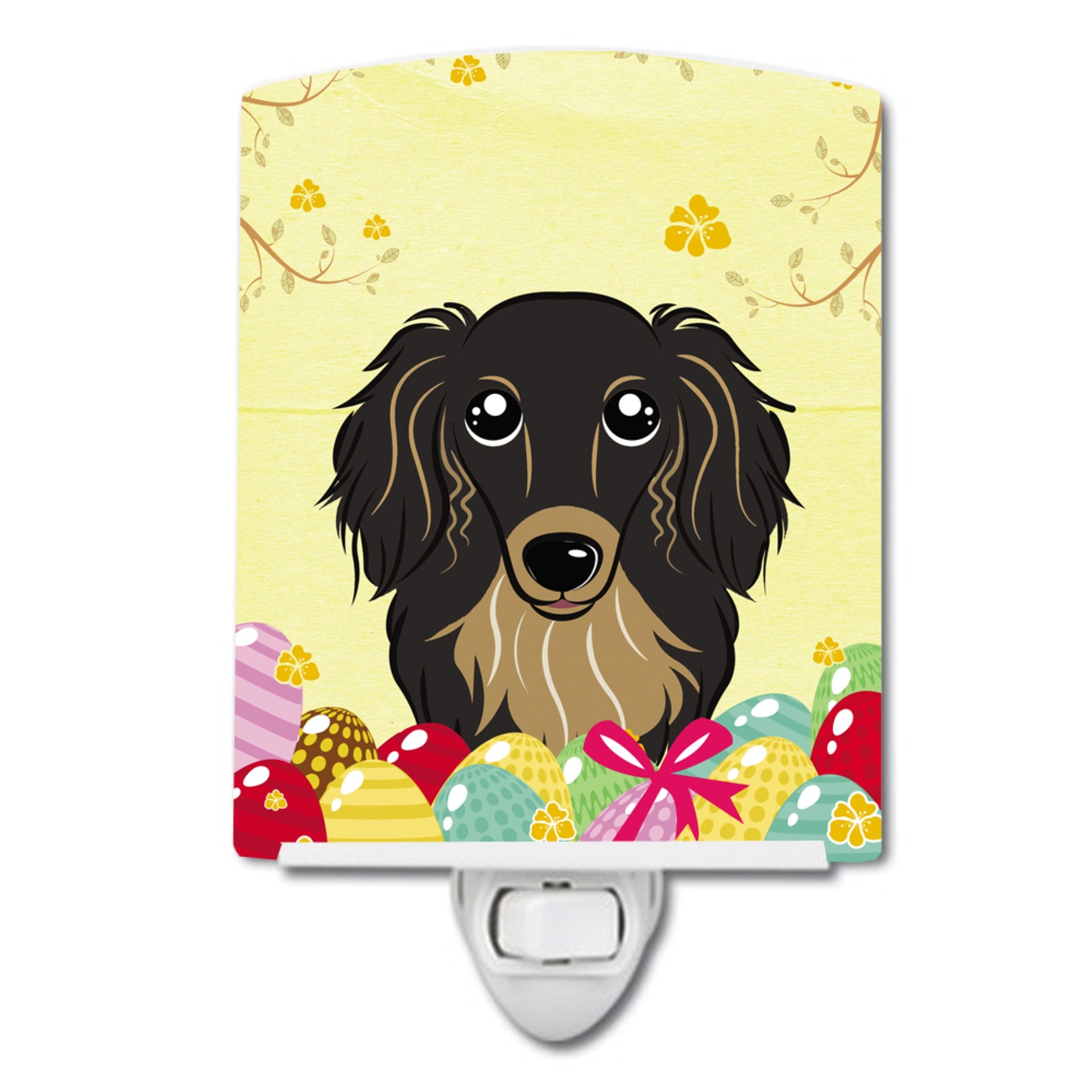 inchCarolines Treasures Longhair Black and Tan Dachshund Easter Egg Hunt Ceramic Night Light, 6x4, Multicolor inch