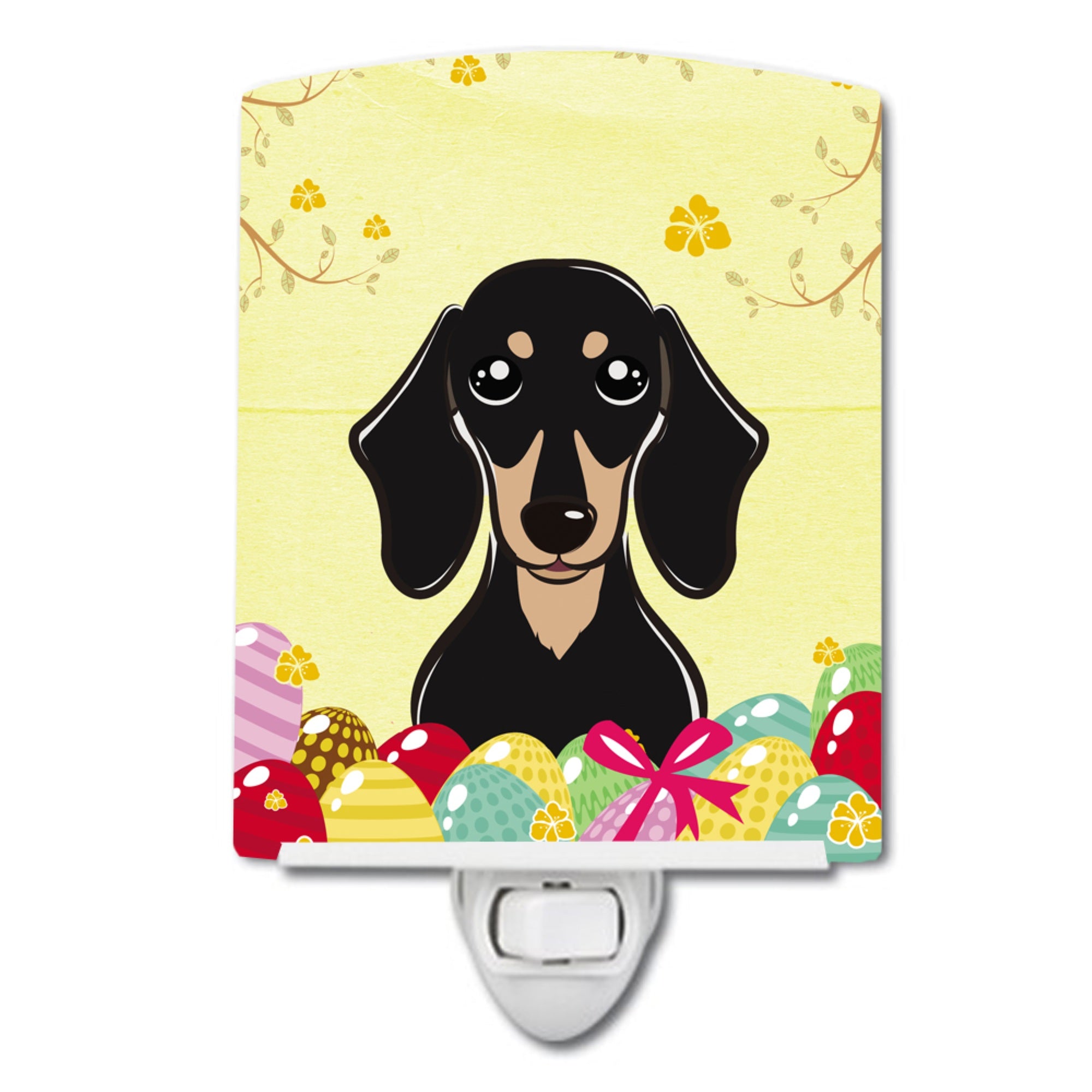  inchCarolines Treasures Smooth Black and Tan Dachshund Easter Egg Hunt Ceramic Night Light, 6x4, Multicolor inch