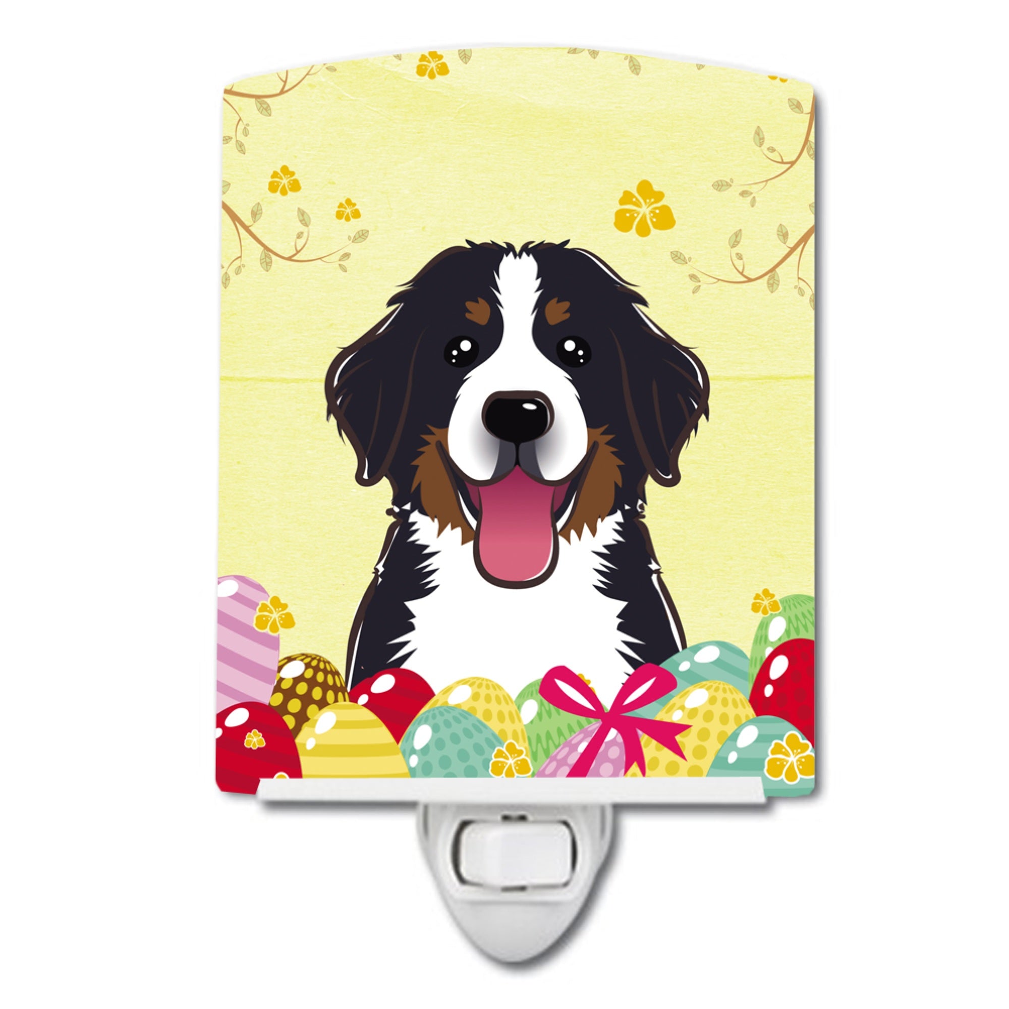  inchCarolines Treasures Bernese Mountain Dog Easter Egg Hunt Ceramic Night Light, 6x4, Multicolor inch