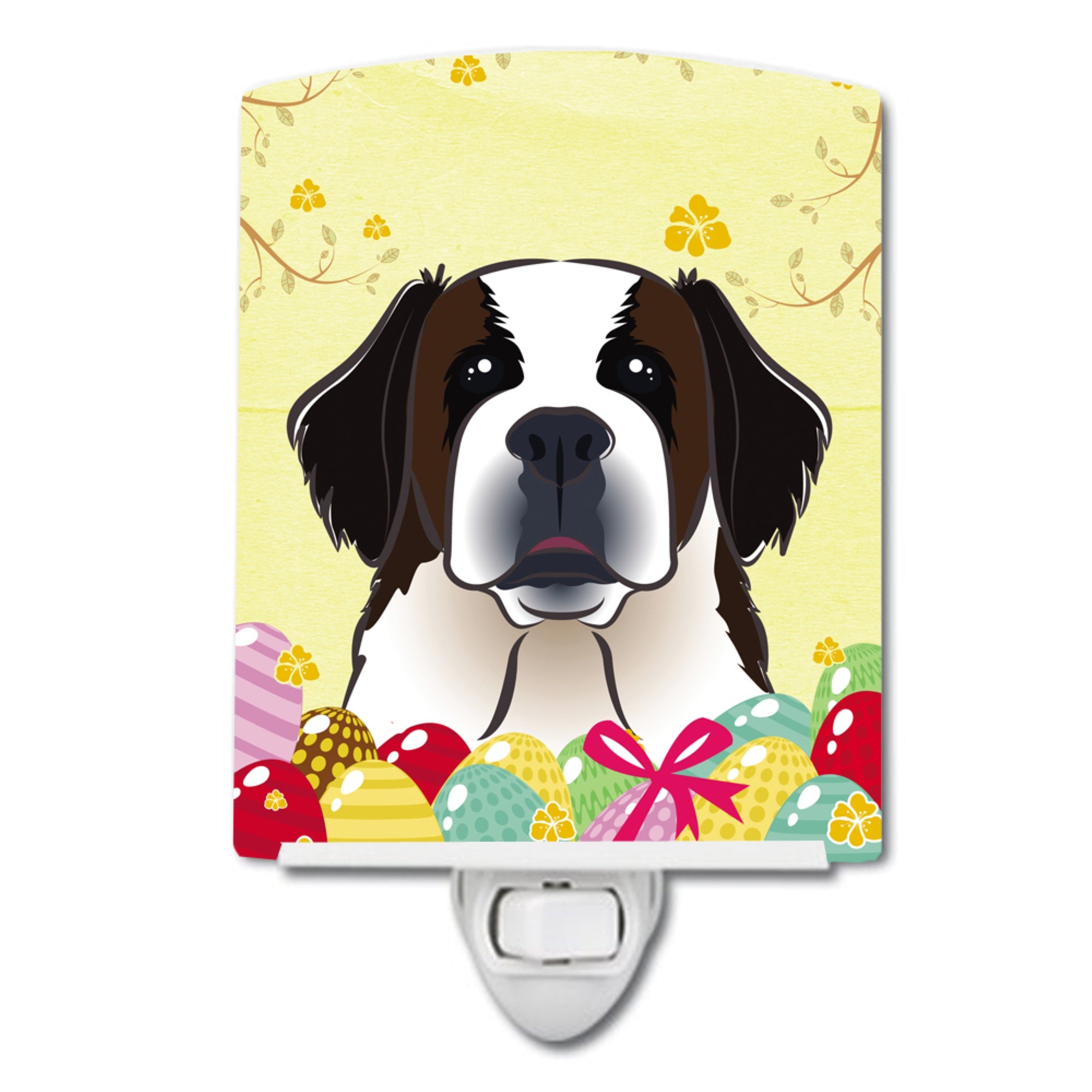  inchCarolines Treasures Saint Bernard Easter Egg Hunt Ceramic Night Light, 6x4, Multicolor inch