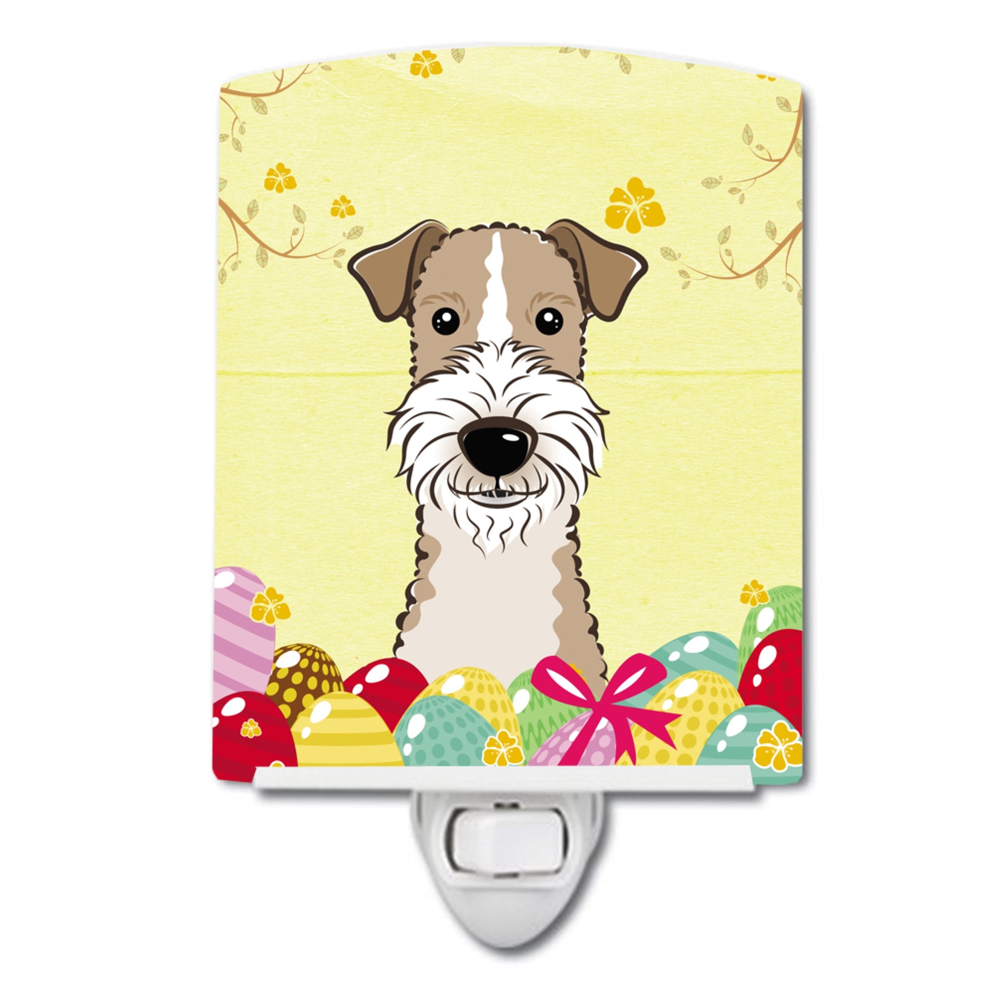  inchCarolines Treasures Wire Haired Fox Terrier Easter Egg Hunt Ceramic Night Light, 6x4, Multicolor inch