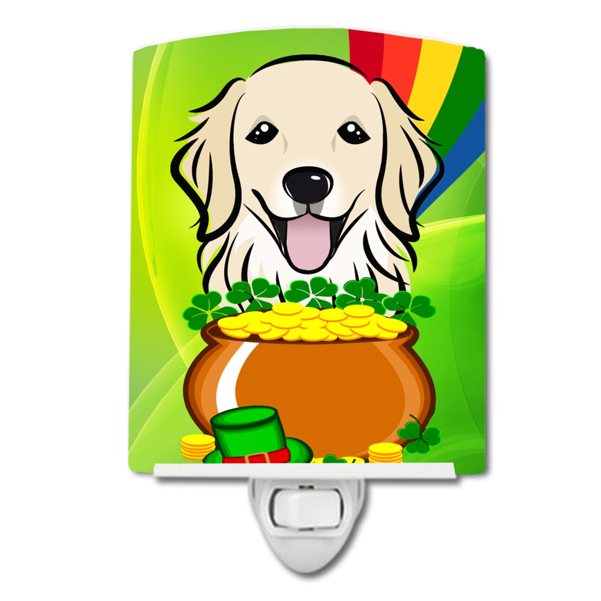  inchCarolines Treasures Golden Retriever St. Patricks Day Ceramic Night Light, 6x4, Multicolor inch