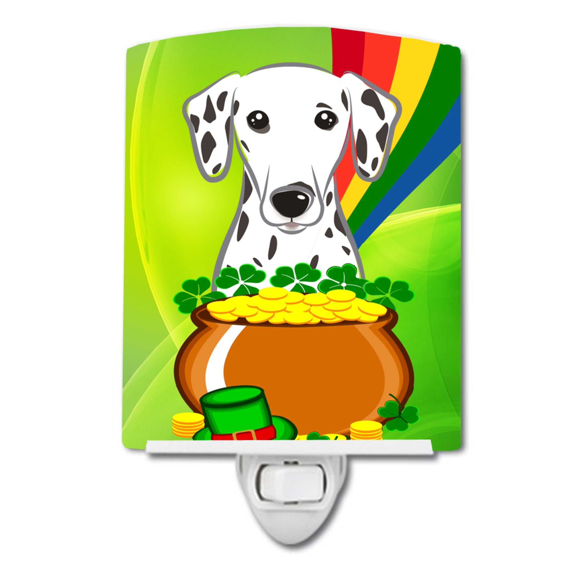  inchCarolines Treasures Dalmatian St. Patricks Day Ceramic Night Light, 6x4, Multicolor inch