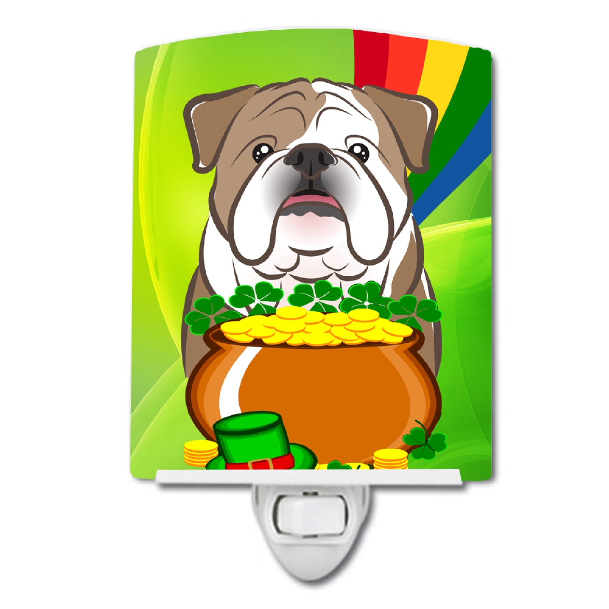  inchCarolines Treasures English Bulldog St. Patricks Day Ceramic Night Light, 6x4, Multicolor inch