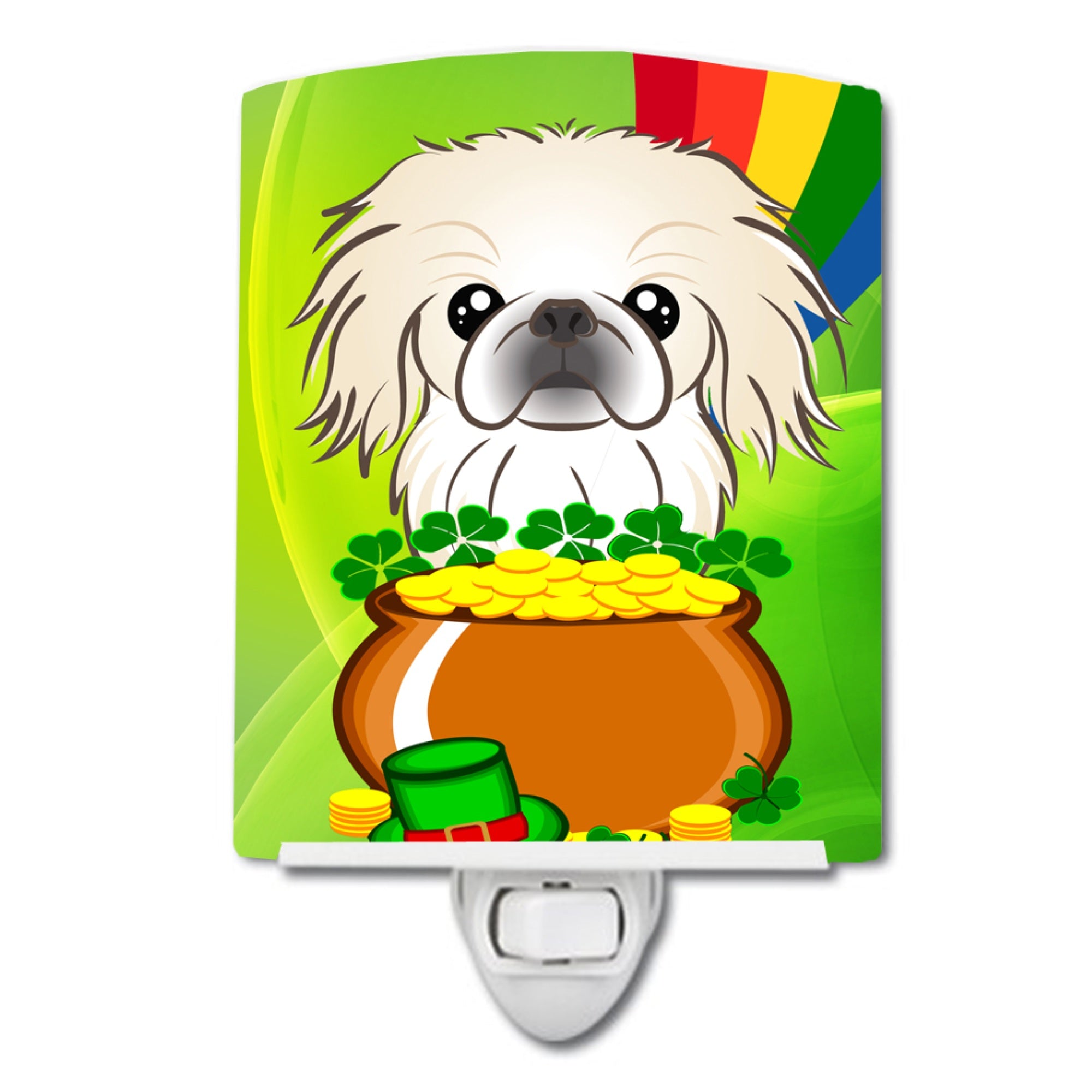  inchCarolines Treasures Pekingese St. Patricks Day Ceramic Night Light, 6x4, Multicolor inch