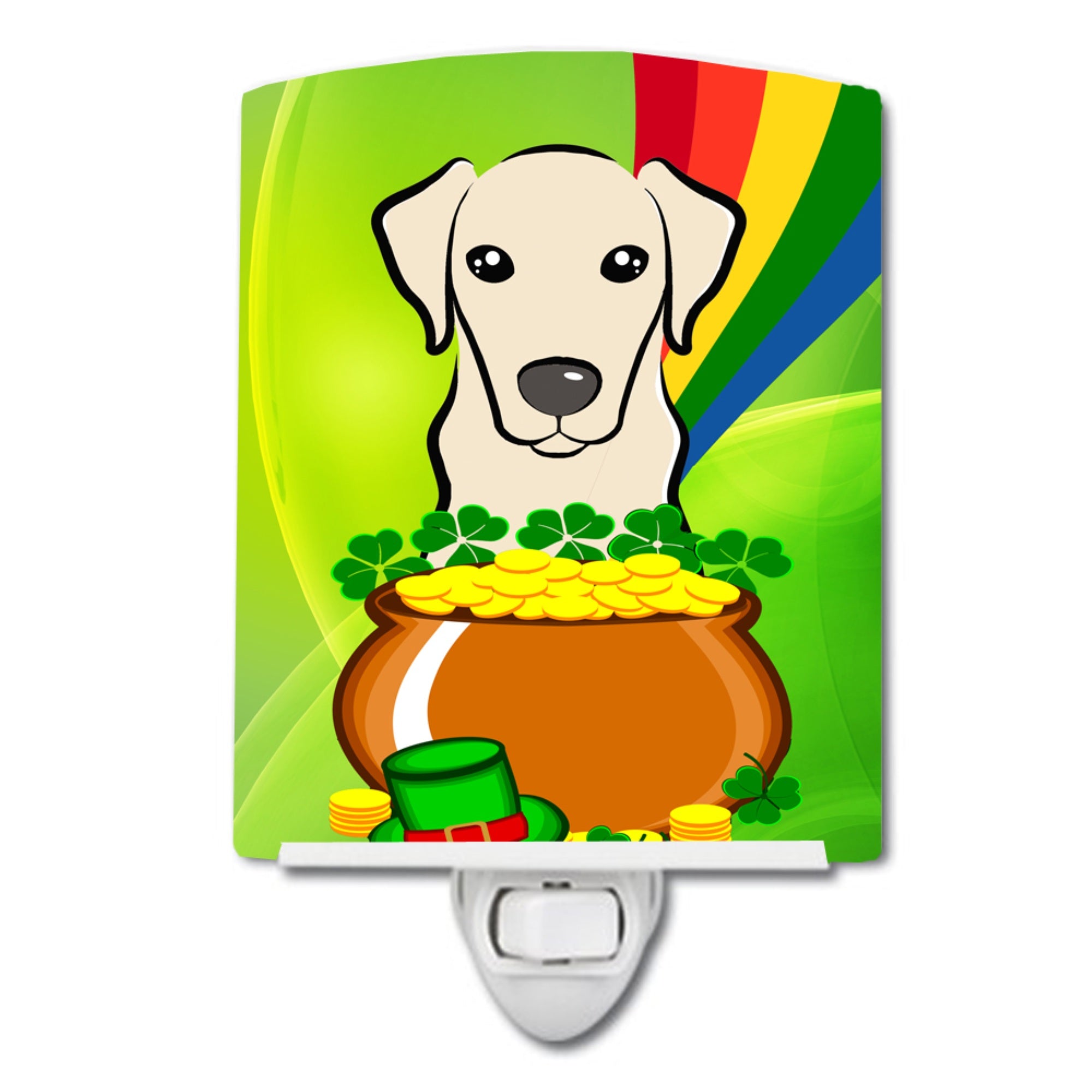  inchCarolines Treasures Yellow Labrador St. Patricks Day Ceramic Night Light, 6x4, Multicolor inch