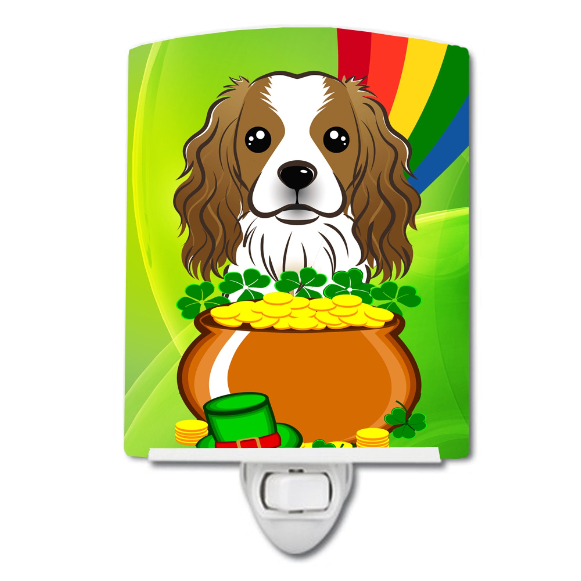  inchCarolines Treasures Cavalier Spaniel St. Patricks Day Ceramic Night Light, 6x4, Multicolor inch