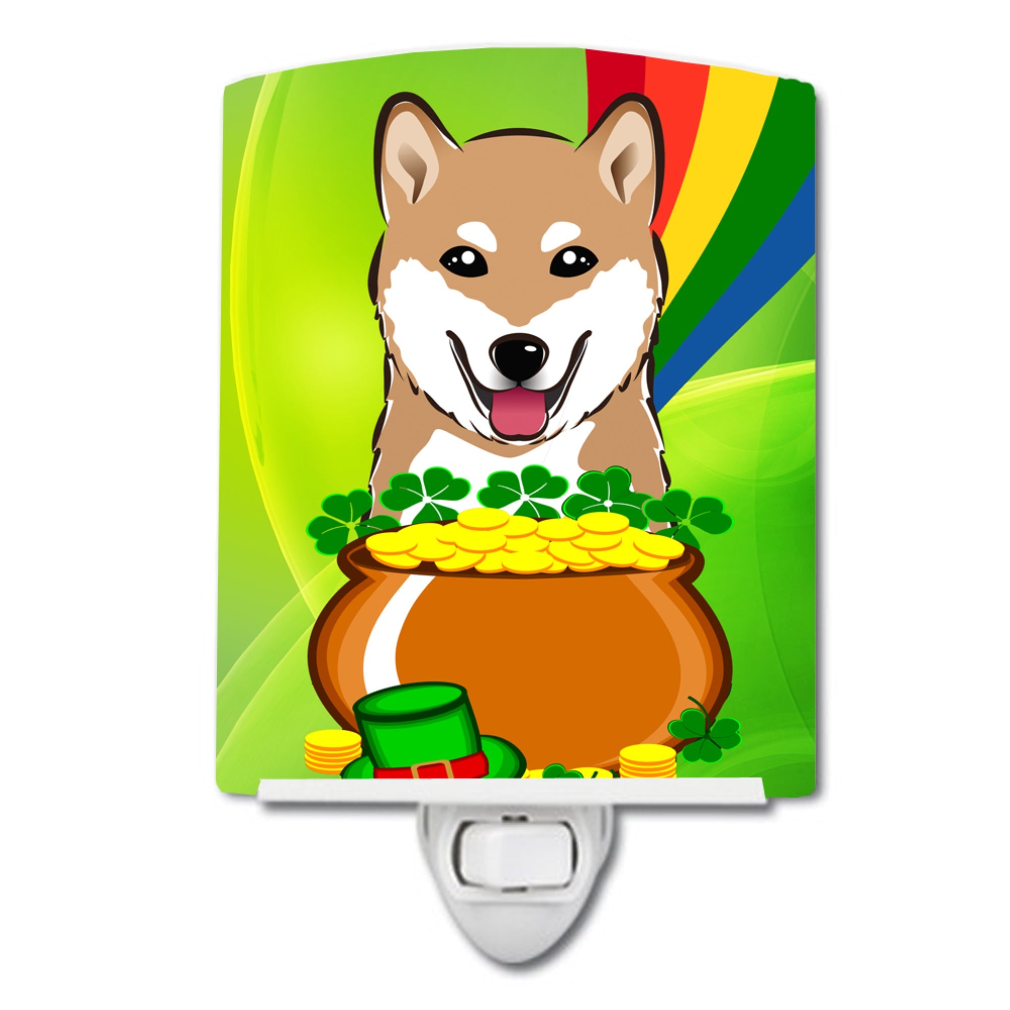  inchCarolines Treasures Shiba Inu St. Patricks Day Ceramic Night Light, 6x4, Multicolor inch