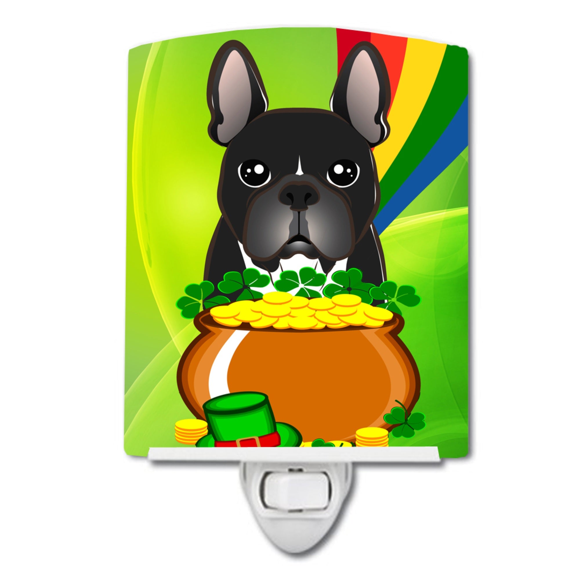  inchCarolines Treasures French Bulldog St. Patricks Day Ceramic Night Light, 6x4, Multicolor inch