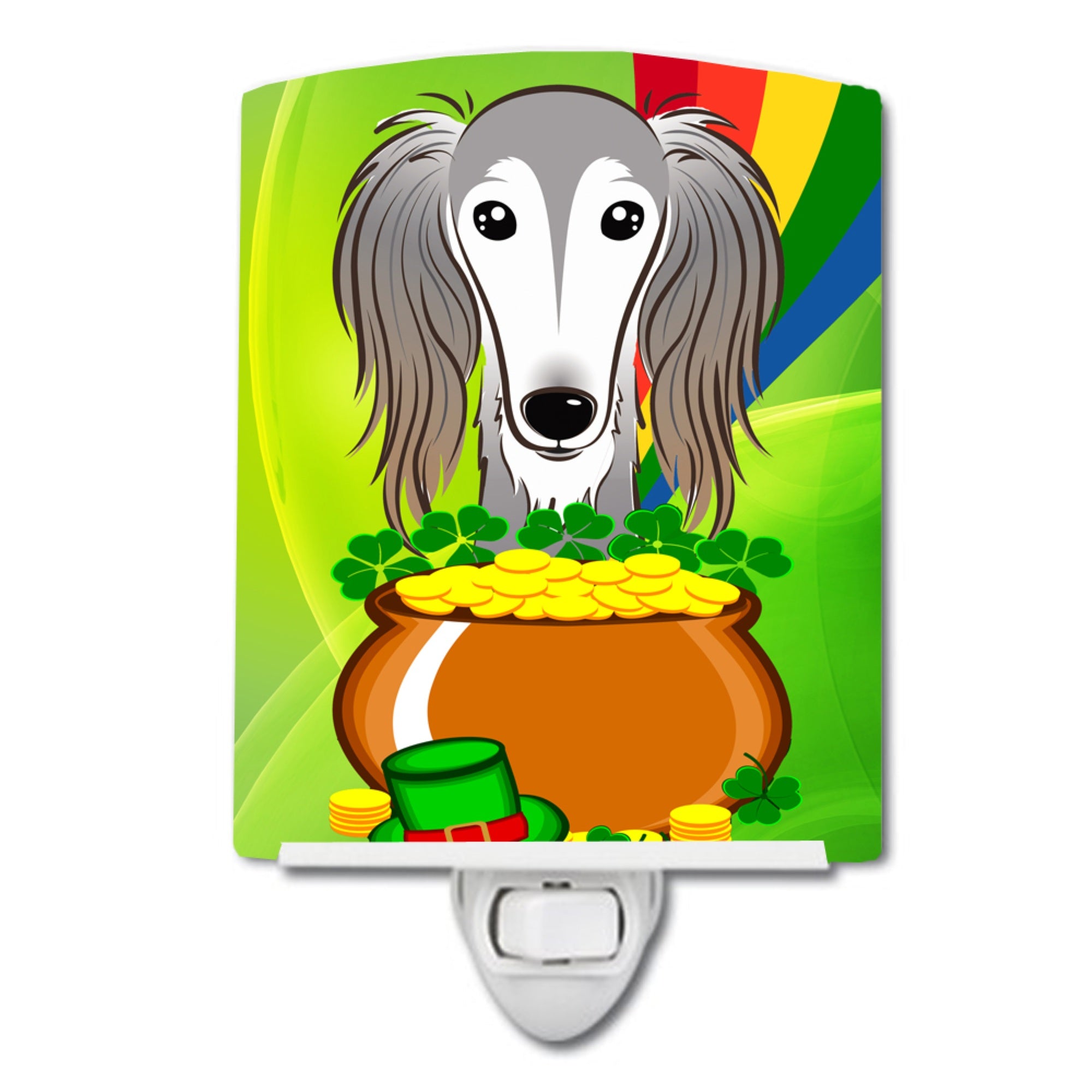  inchCarolines Treasures Saluki St. Patricks Day Ceramic Night Light, 6x4, Multicolor inch