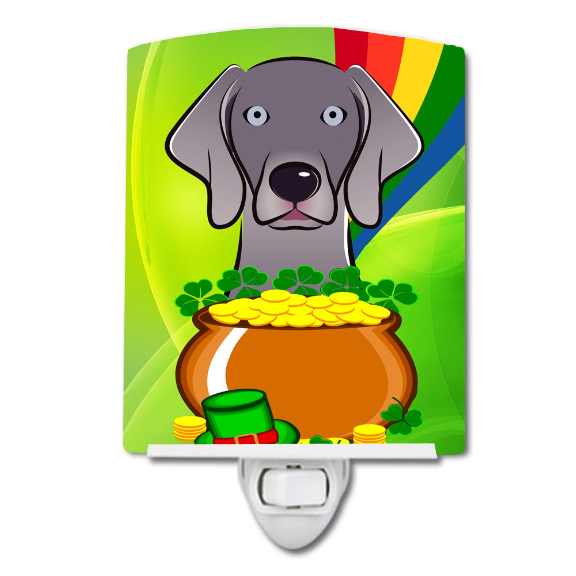  inchCarolines Treasures Weimaraner St. Patricks Day Ceramic Night Light, 6x4, Multicolor inch