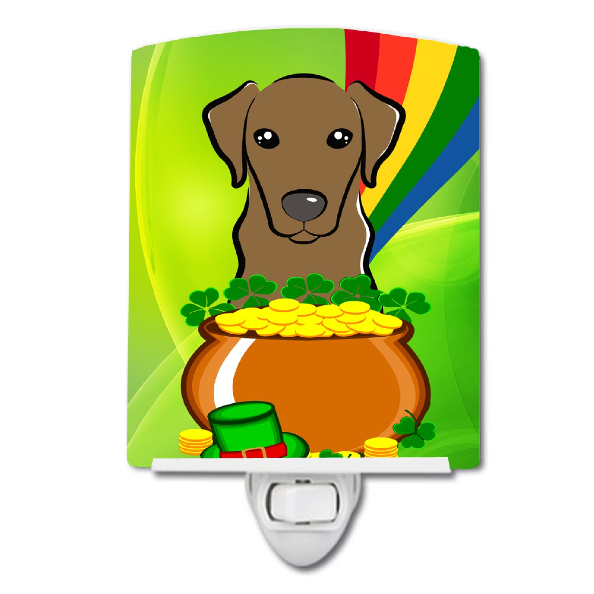  inchCarolines Treasures Chocolate Labrador St. Patricks Day Ceramic Night Light, 6x4, Multicolor inch