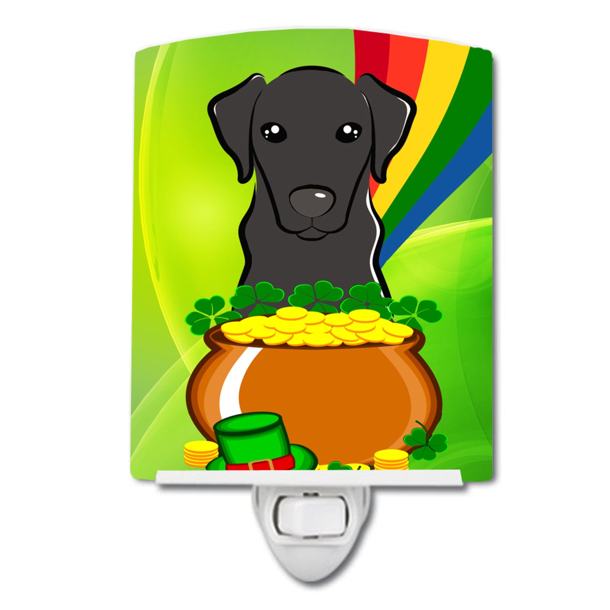  inchCarolines Treasures Black Labrador St. Patricks Day Ceramic Night Light, 6x4, Multicolor inch