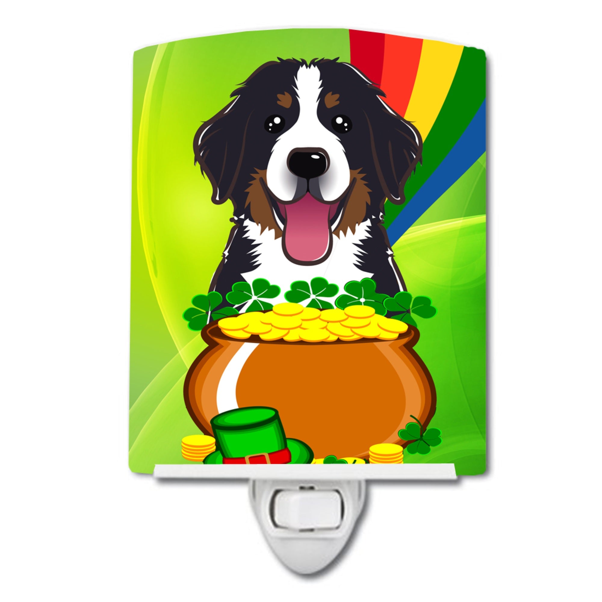  inchCarolines Treasures Bernese Mountain Dog St. Patricks Day Ceramic Night Light, 6x4, Multicolor inch