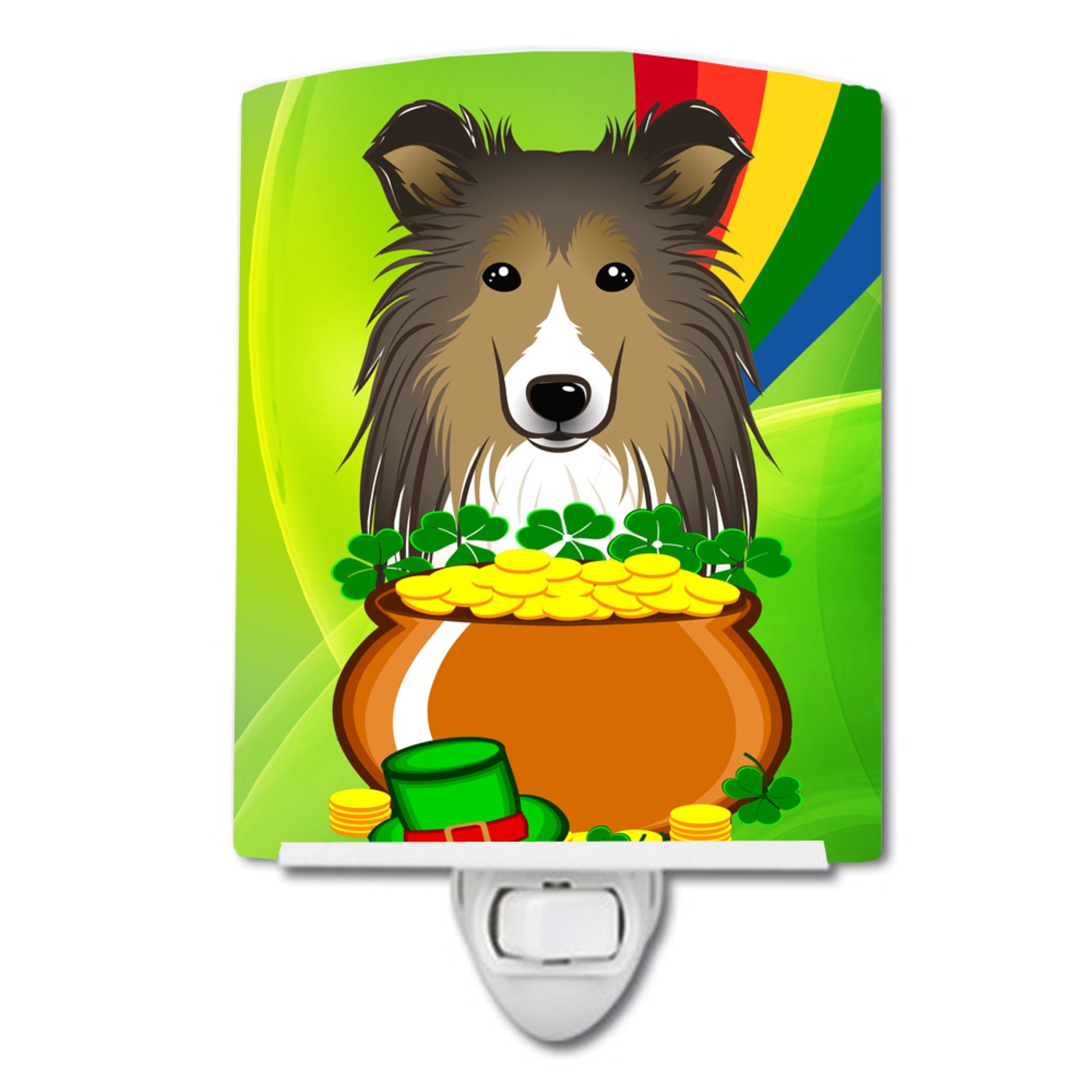  inchCarolines Treasures Sheltie St. Patricks Day Ceramic Night Light, 6x4, Multicolor inch