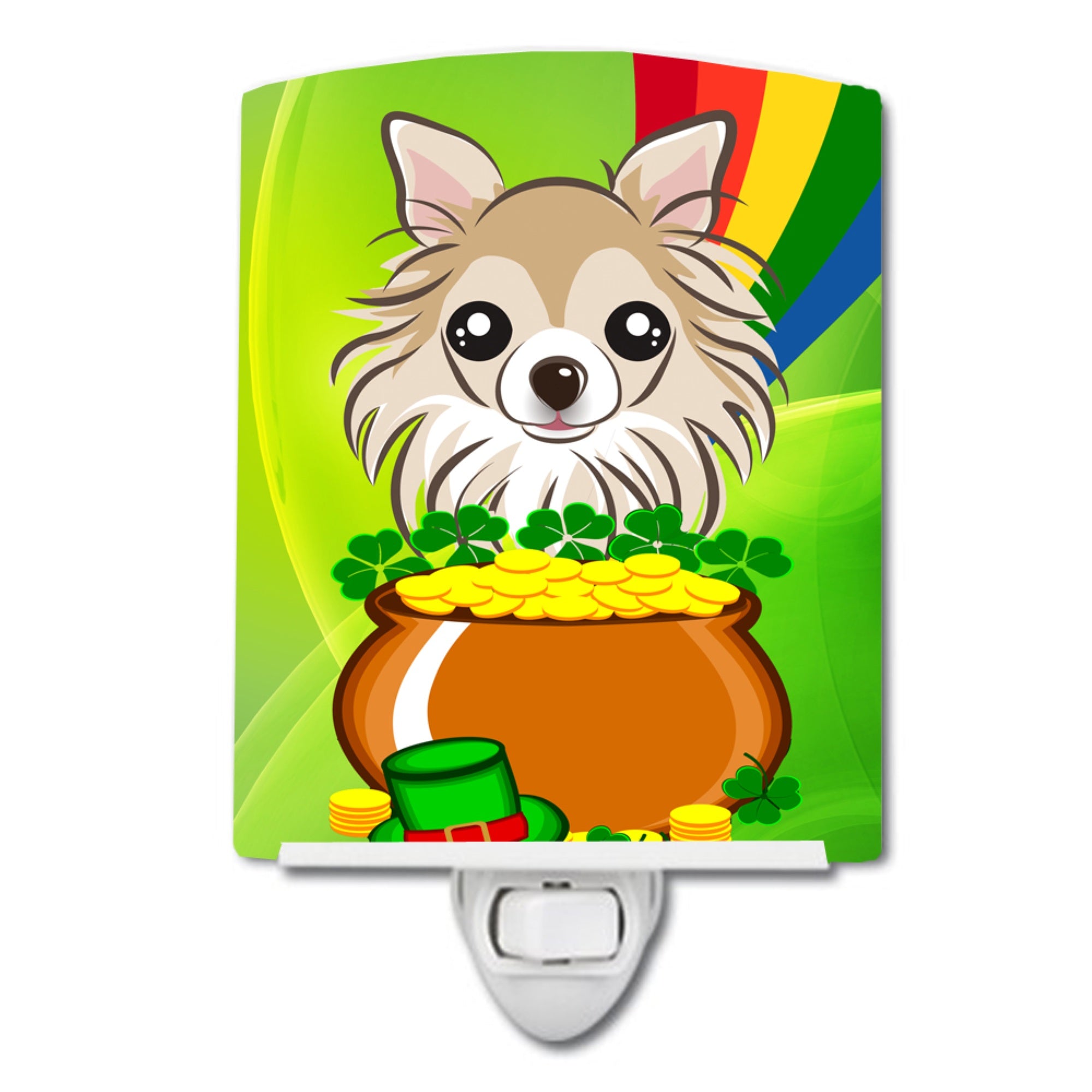  inchCarolines Treasures Chihuahua St. Patricks Day Ceramic Night Light, 6x4, Multicolor inch
