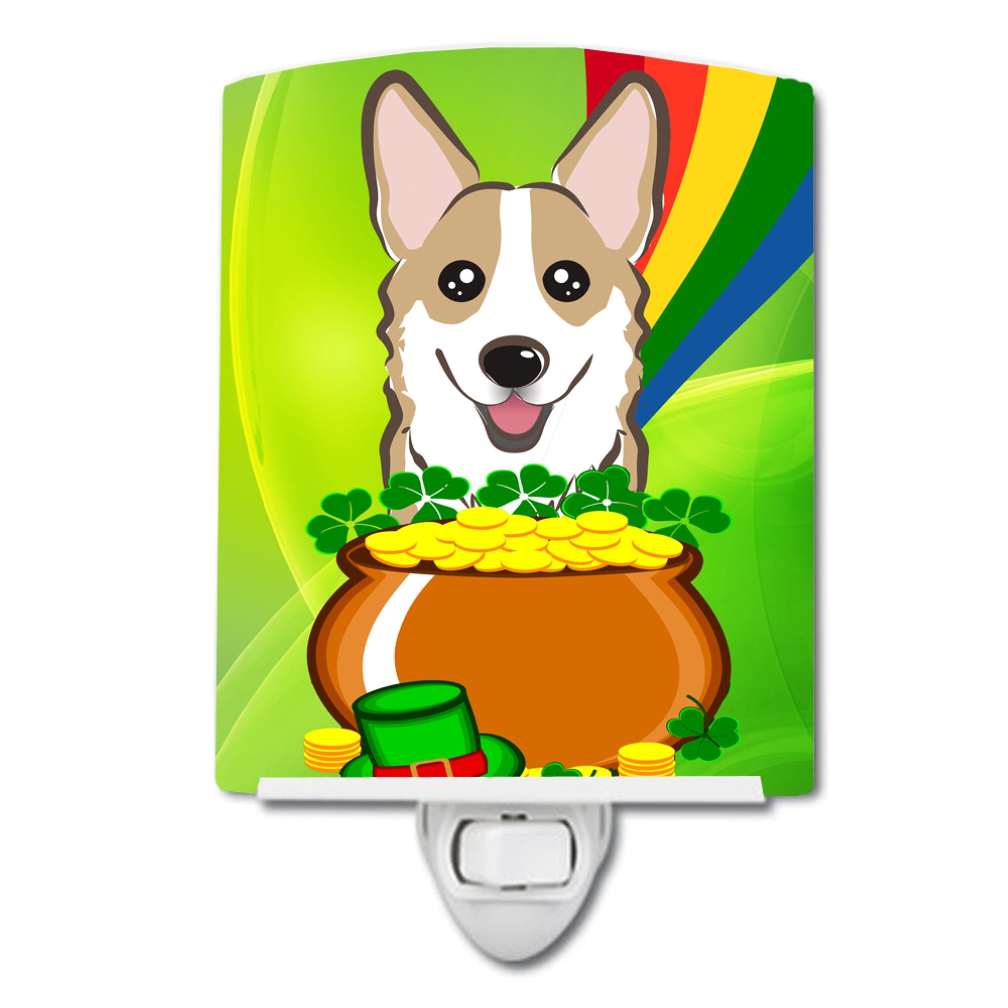  inchCarolines Treasures Sable Corgi St. Patricks Day Ceramic Night Light, 6x4, Multicolor inch