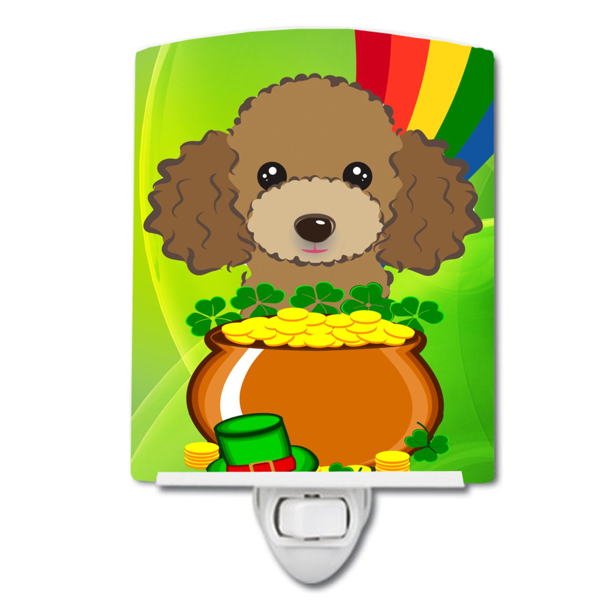  inchCarolines Treasures Chocolate Brown Poodle St. Patricks Day Ceramic Night Light, 6x4, Multicolor inch