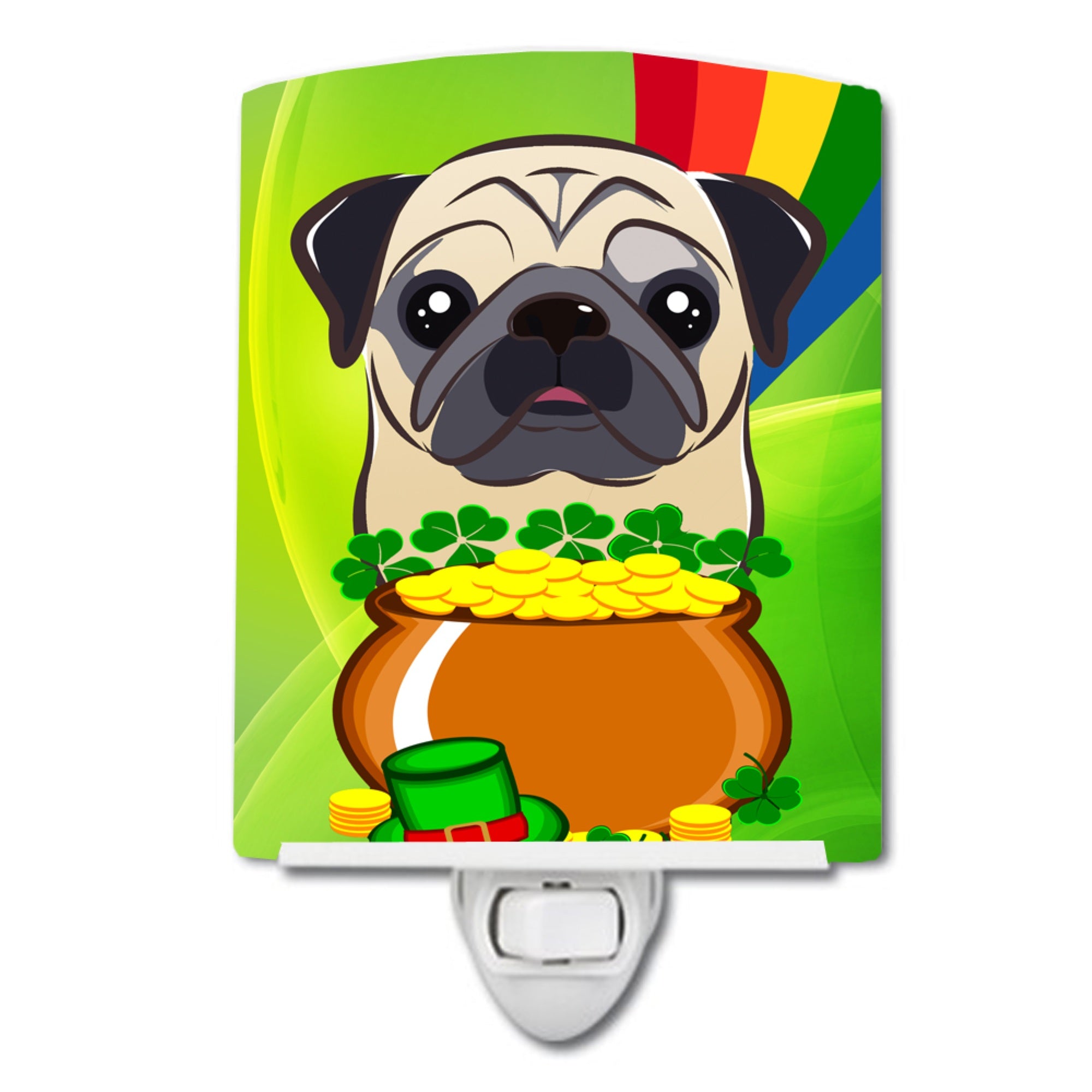  inchCarolines Treasures Fawn Pug St. Patricks Day Ceramic Night Light, 6x4, Multicolor inch