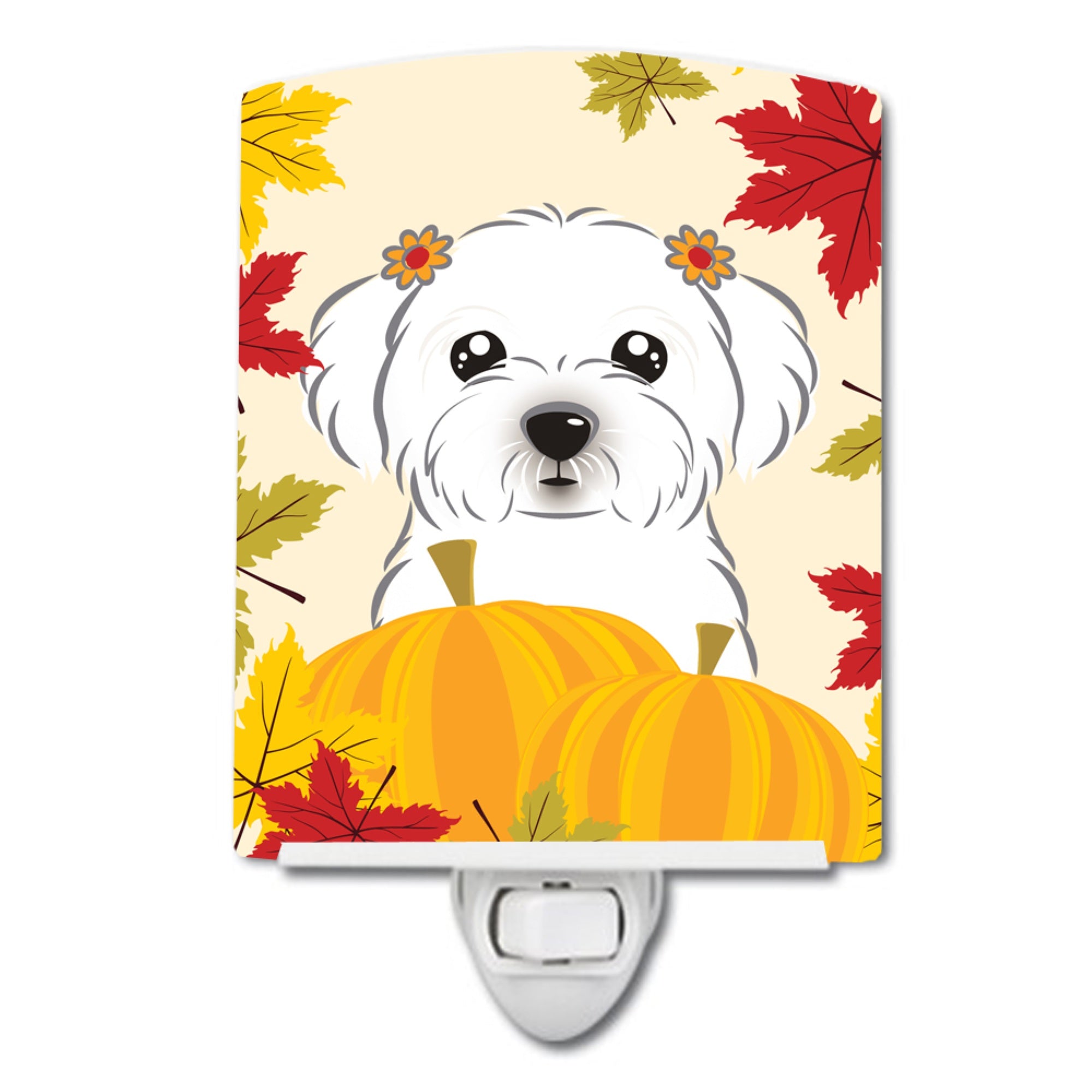  inchCarolines Treasures Maltese Thanksgiving Ceramic Night Light, 6x4, Multicolor inch