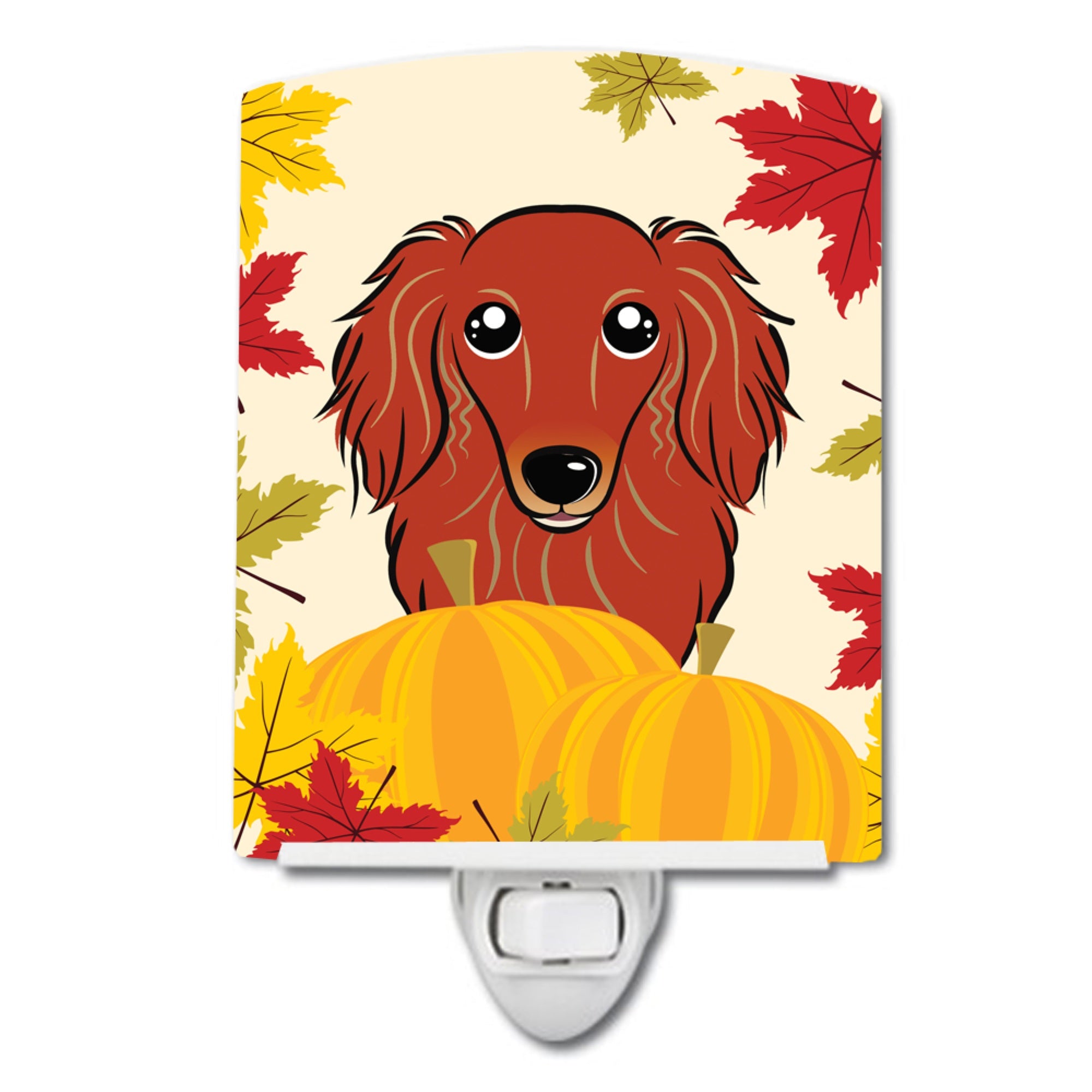  inchCarolines Treasures Longhair Red Dachshund Thanksgiving Ceramic Night Light, 6x4, Multicolor inch