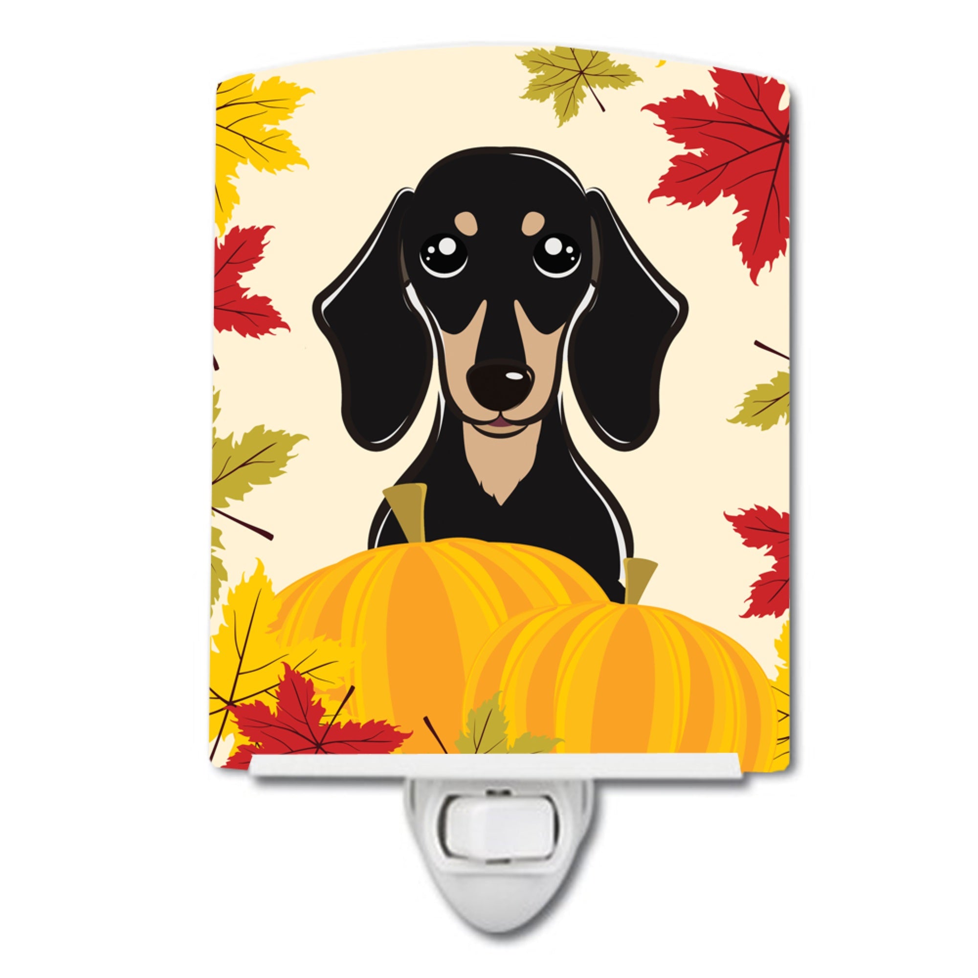 inchCarolines Treasures Smooth Black and Tan Dachshund Thanksgiving Ceramic Night Light, 6x4, Multicolor inch