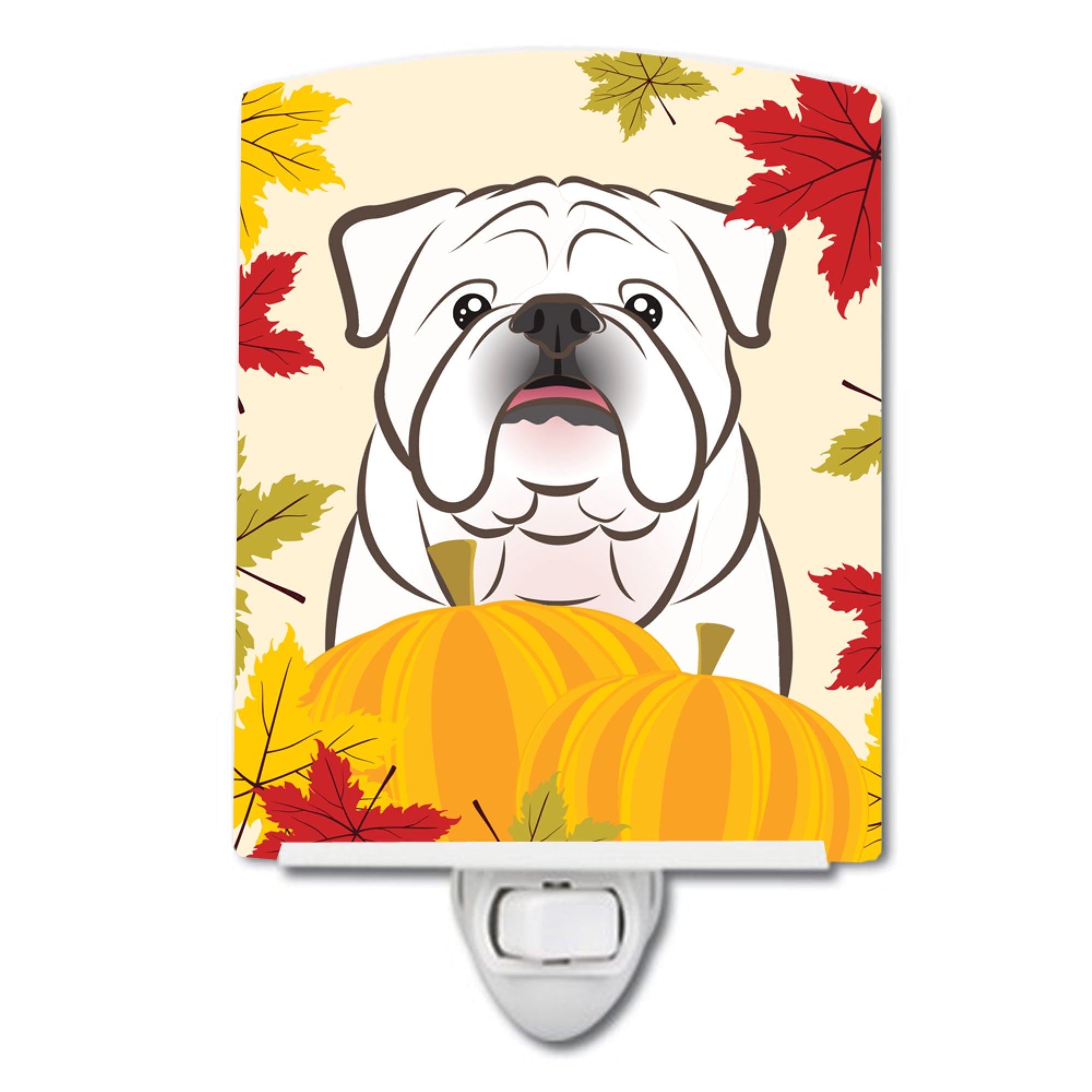  inchCarolines Treasures White English Bulldog Thanksgiving Ceramic Night Light, 6x4, Multicolor inch