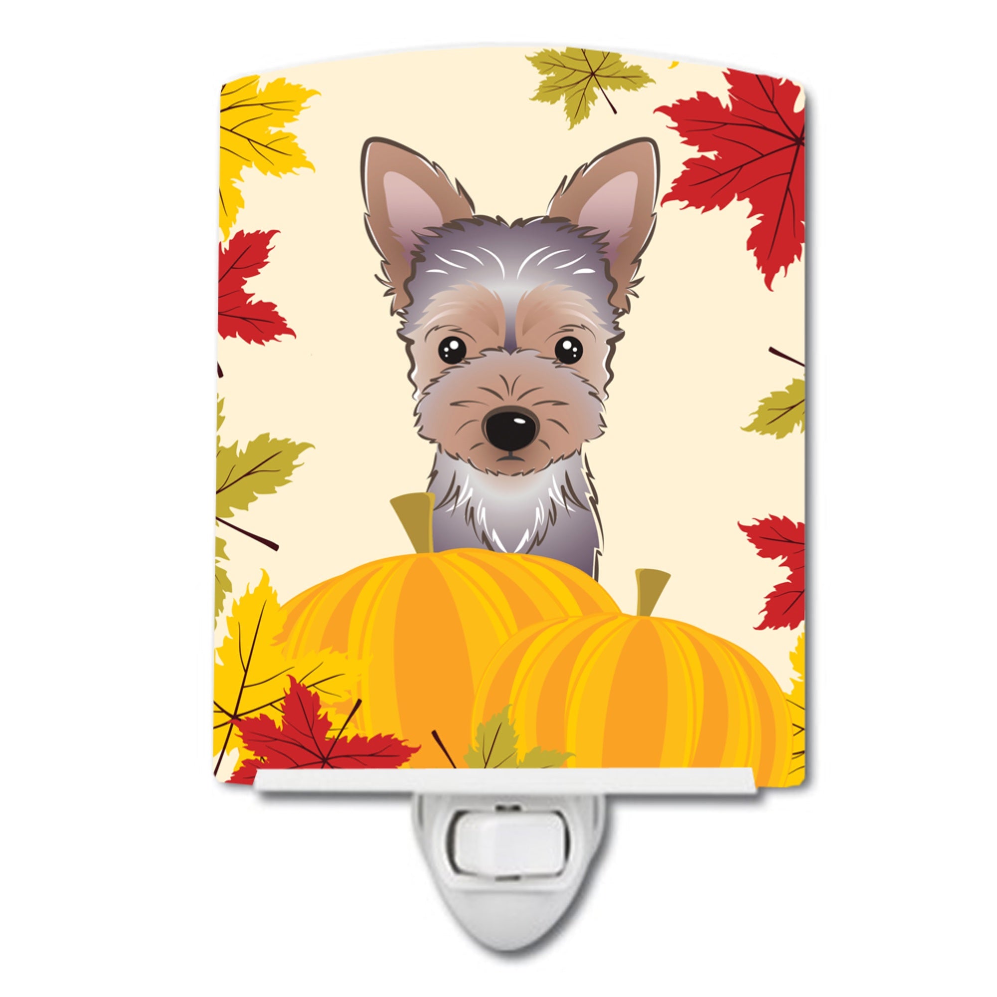  inchCarolines Treasures Yorkie Puppy Thanksgiving Ceramic Night Light, 6x4, Multicolor inch