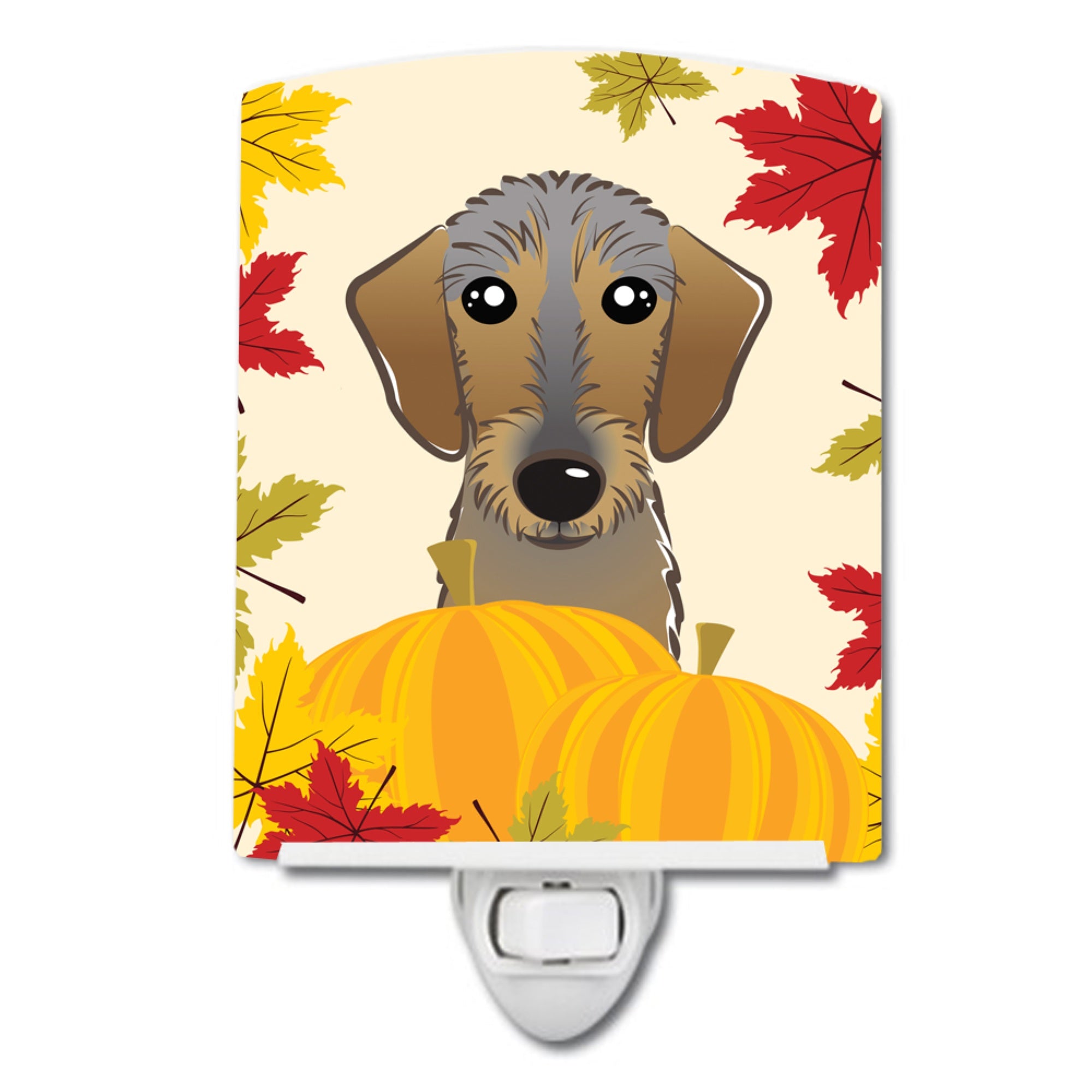  inchCarolines Treasures Wirehaired Dachshund Thanksgiving Ceramic Night Light, 6x4, Multicolor inch